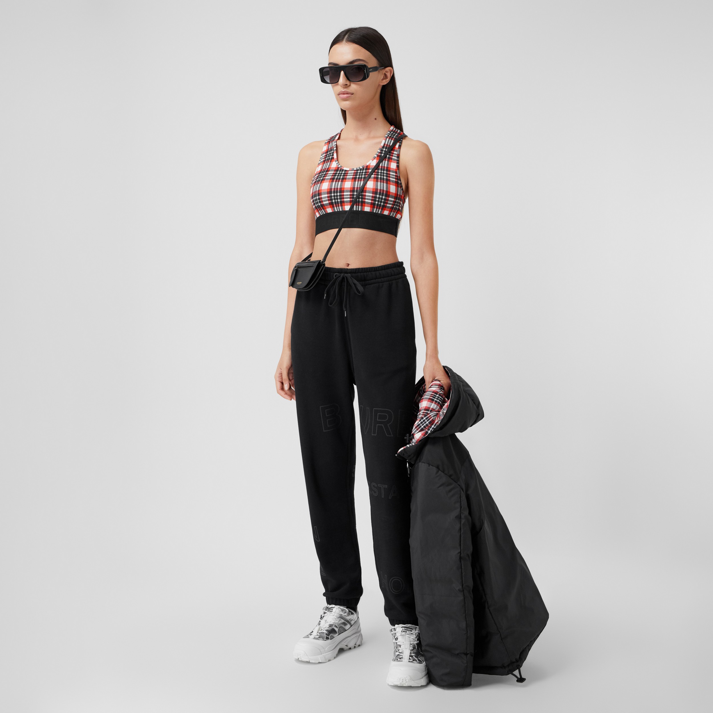 Tartan Stretch Jersey Cropped Top – Online Exclusive in Bright Red ...