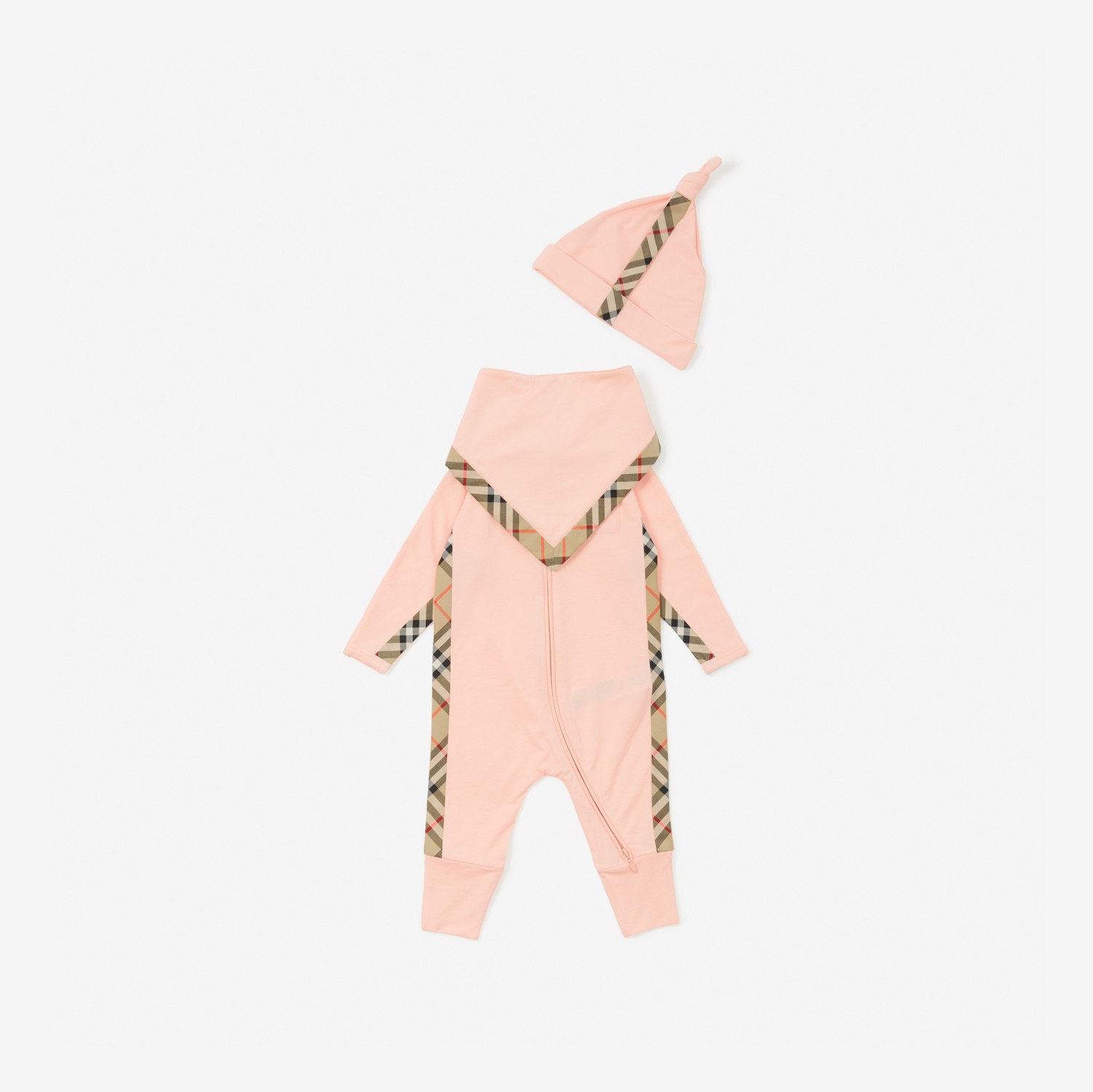 棉质混纺三件式婴儿礼品套装 (浅蜜桃色) - 儿童 | Burberry® 博柏利官网