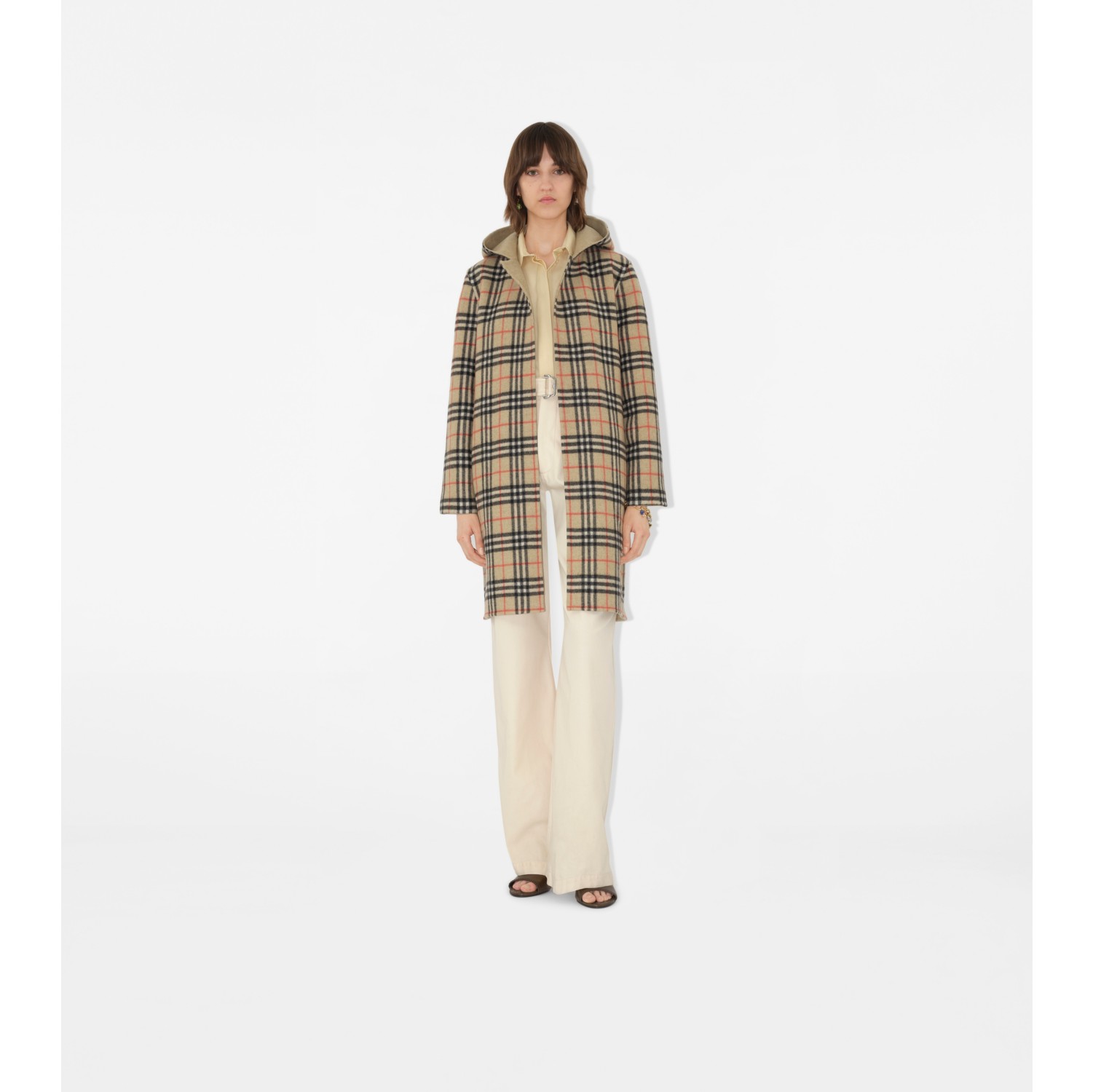 Reversible Wool Hooded Wrap Coat