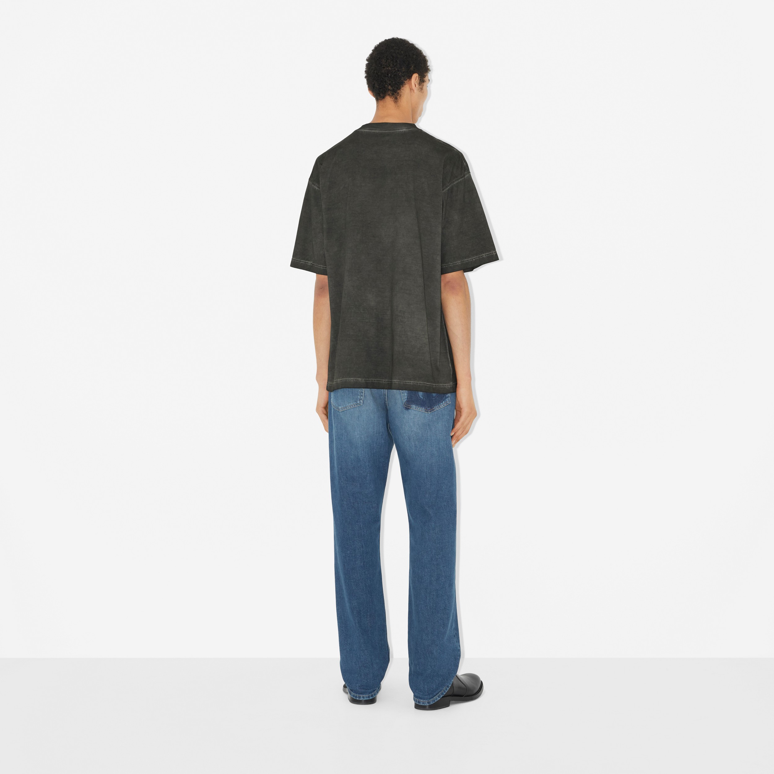 Monogram Motif Cotton Oversized T-shirt in Charcoal Grey - Men | Burberry® Official - 4