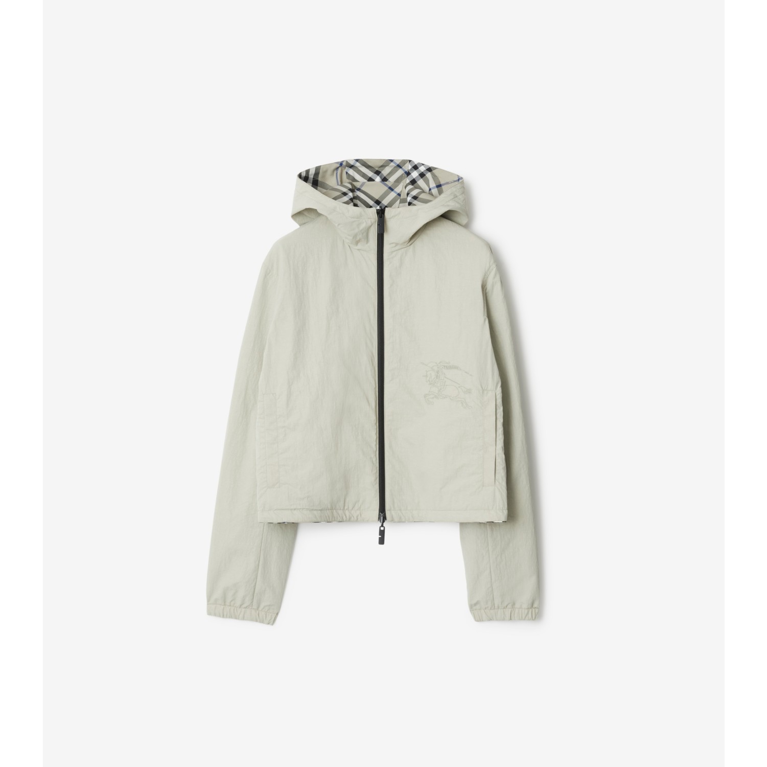 Cropped Reversible Check Jacket