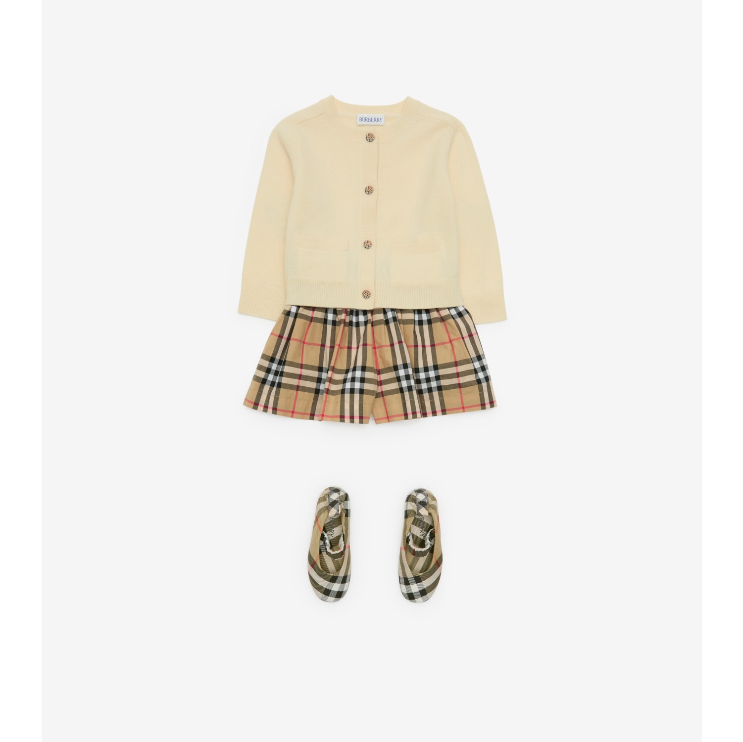 Check Patch Wool Cashmere Cardigan