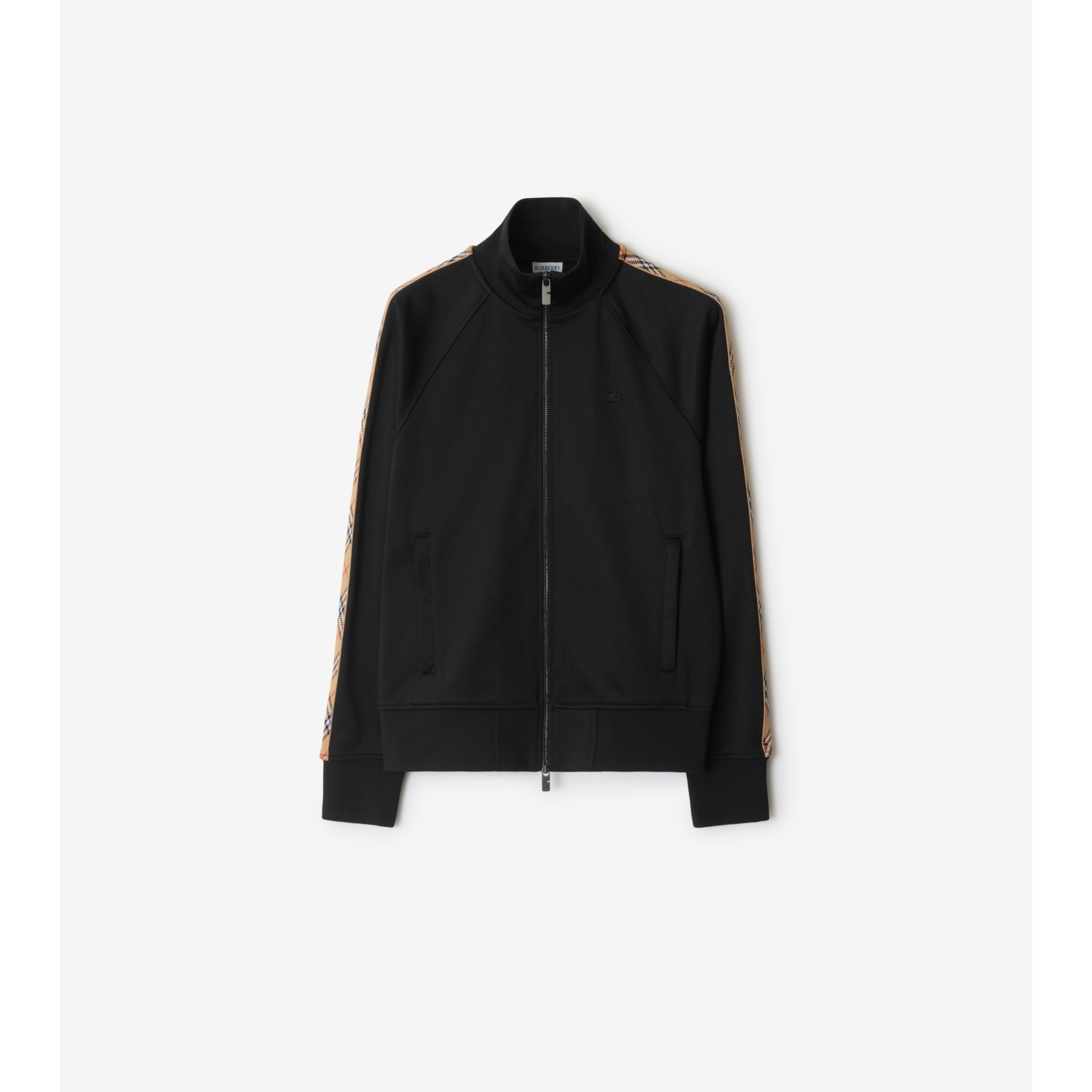 Check Trim Cotton Blend Track Jacket