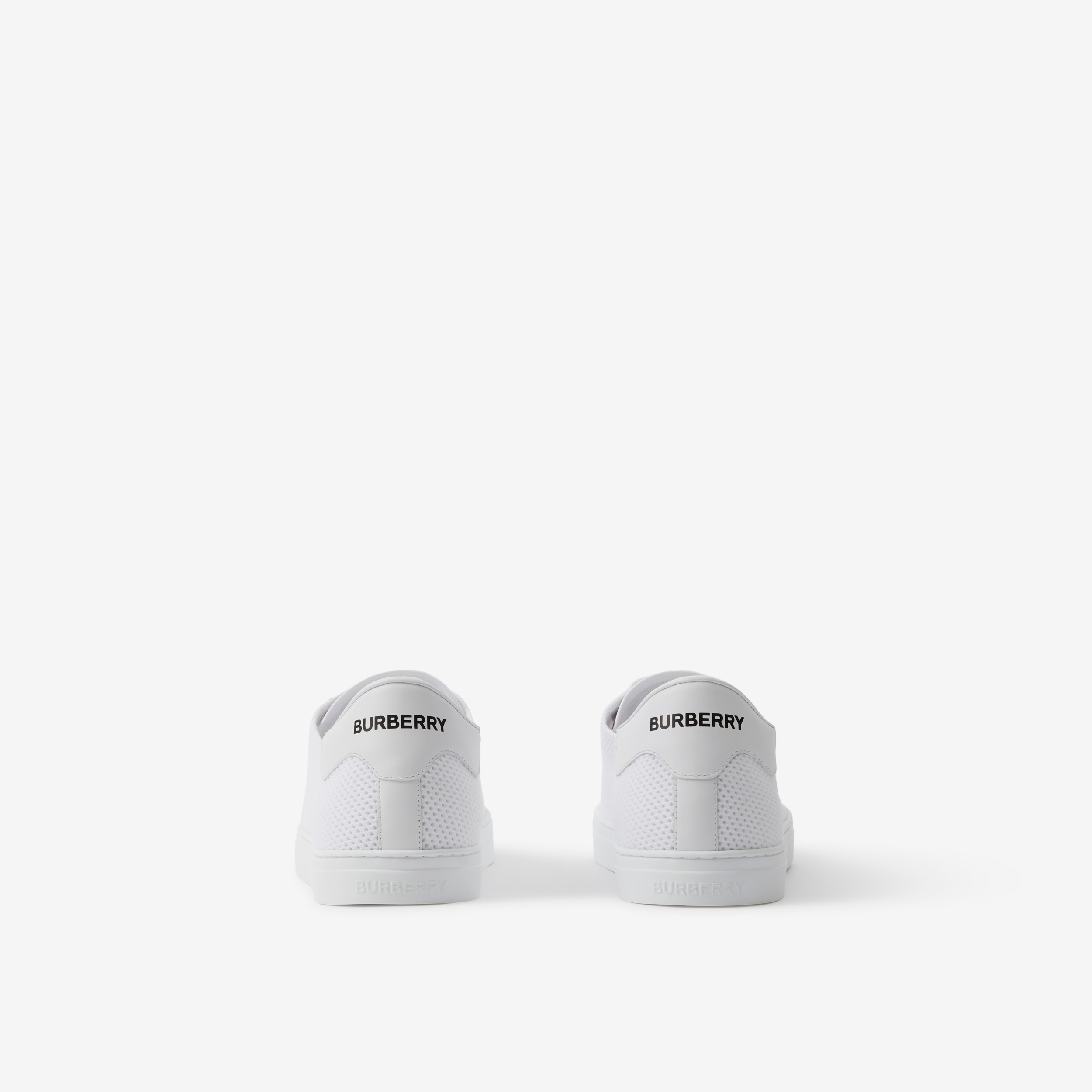 Nylon, Leather and Cotton Sneakers in Optic White - Men | Burberry® Official - 3