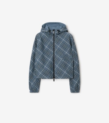 非売品 Cropped Reversible Check Hooded Jacket in Pewter - Women トップス