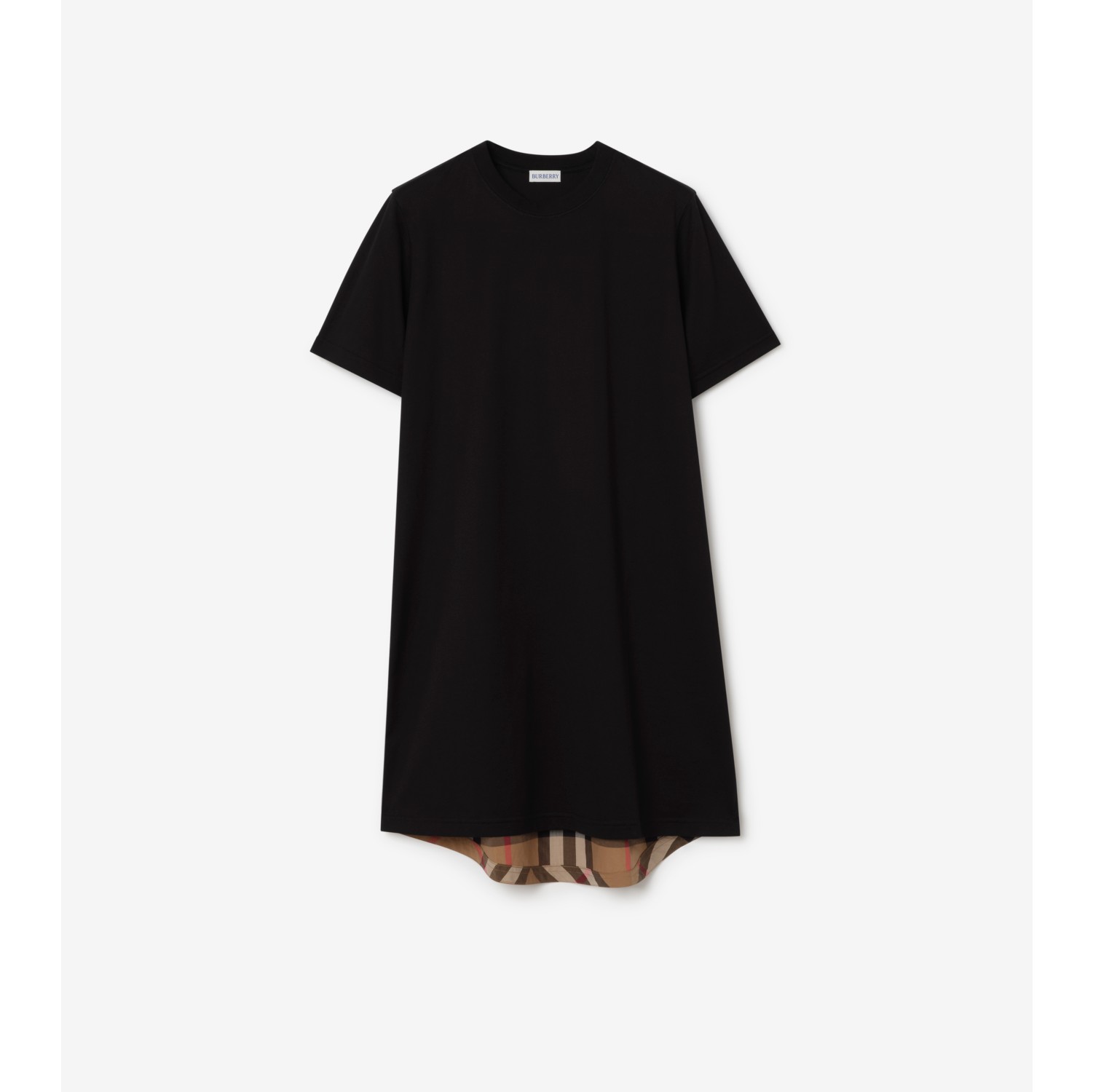 Check Panel Cotton T-shirt Dress