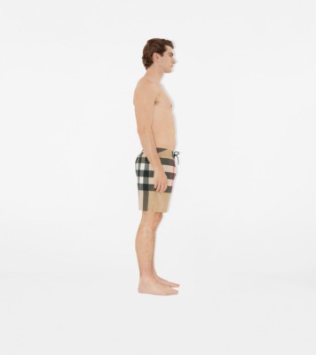 Check Swim Shorts in Archive beige - Men, Nylon | Burberry® Official