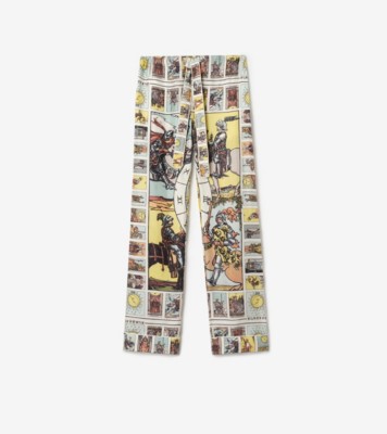 Tarot Silk Pyjama Trousers in Seaside blue - Women | Burberry