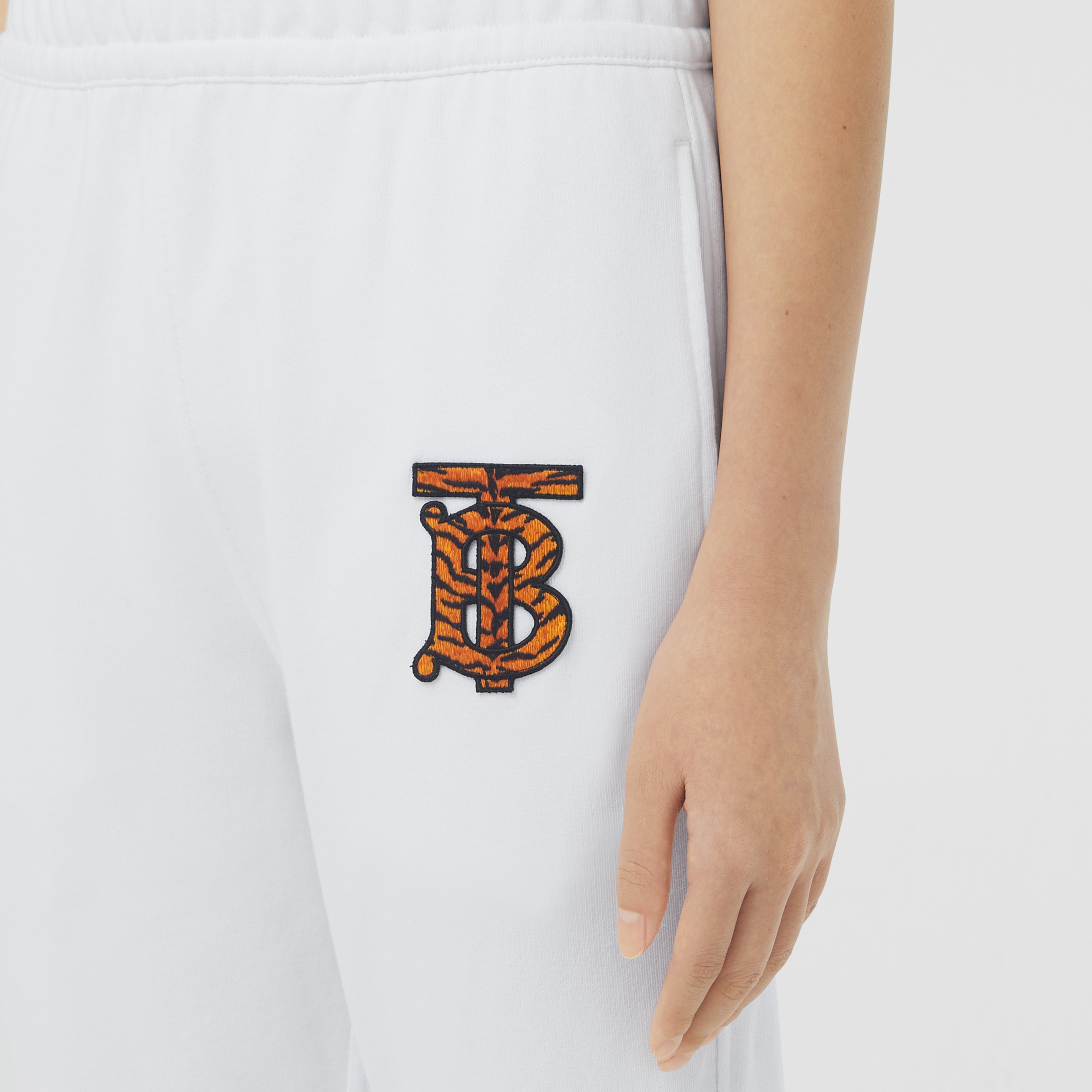 Monogram Motif Cotton Jogging Pants in White - Women | Burberry® Official - 2