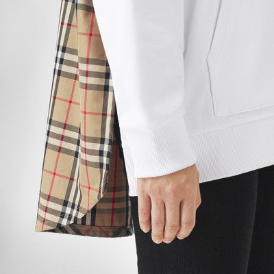 burberry vintage check panel cotton hoodie