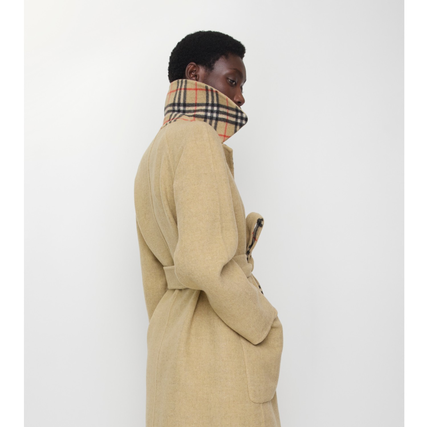 Reversible Wool Wrap Coat in Sand beige - Women | Burberry® Official