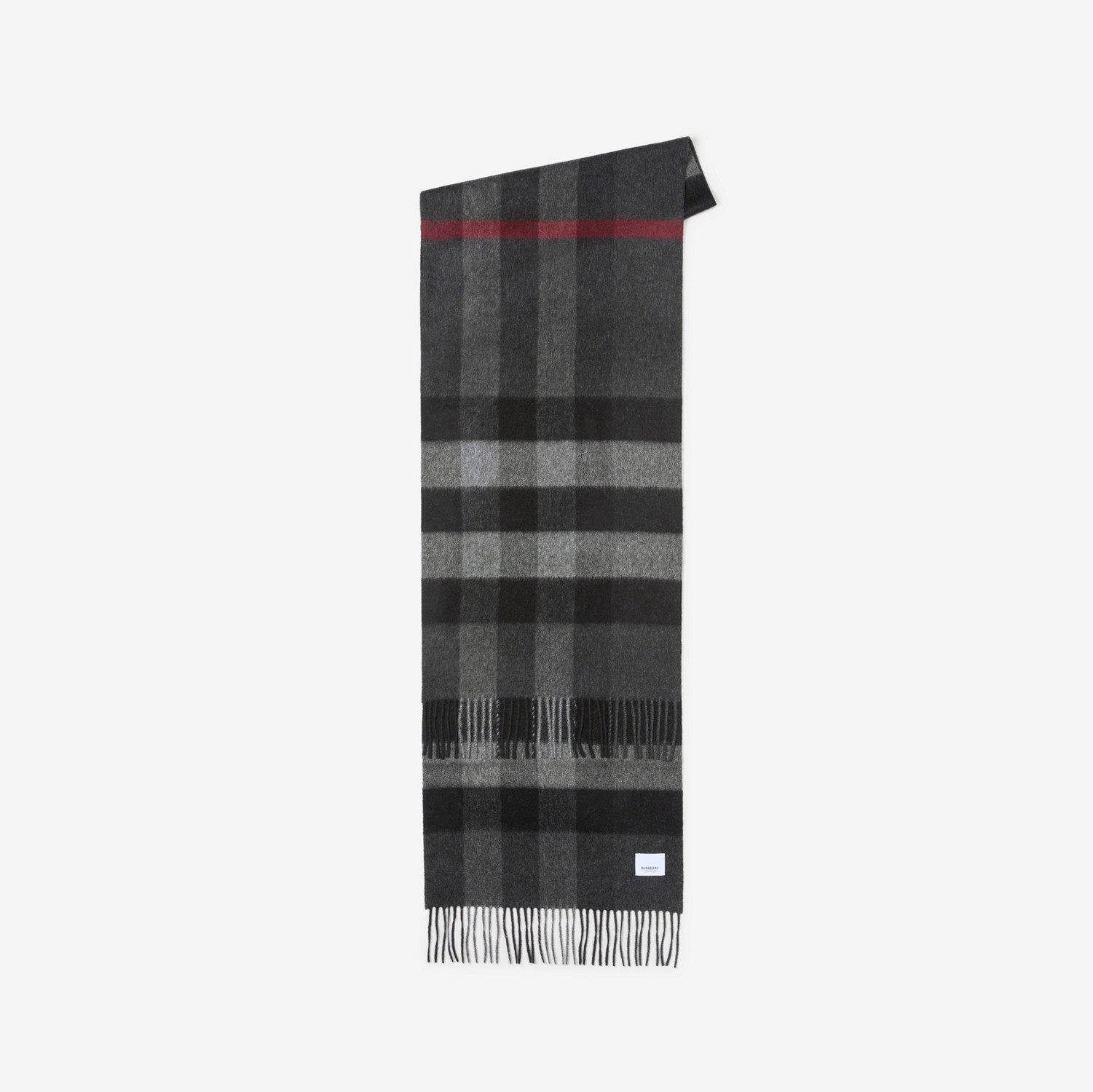 格纹羊绒围巾 (炭灰色) | Burberry® 博柏利官网