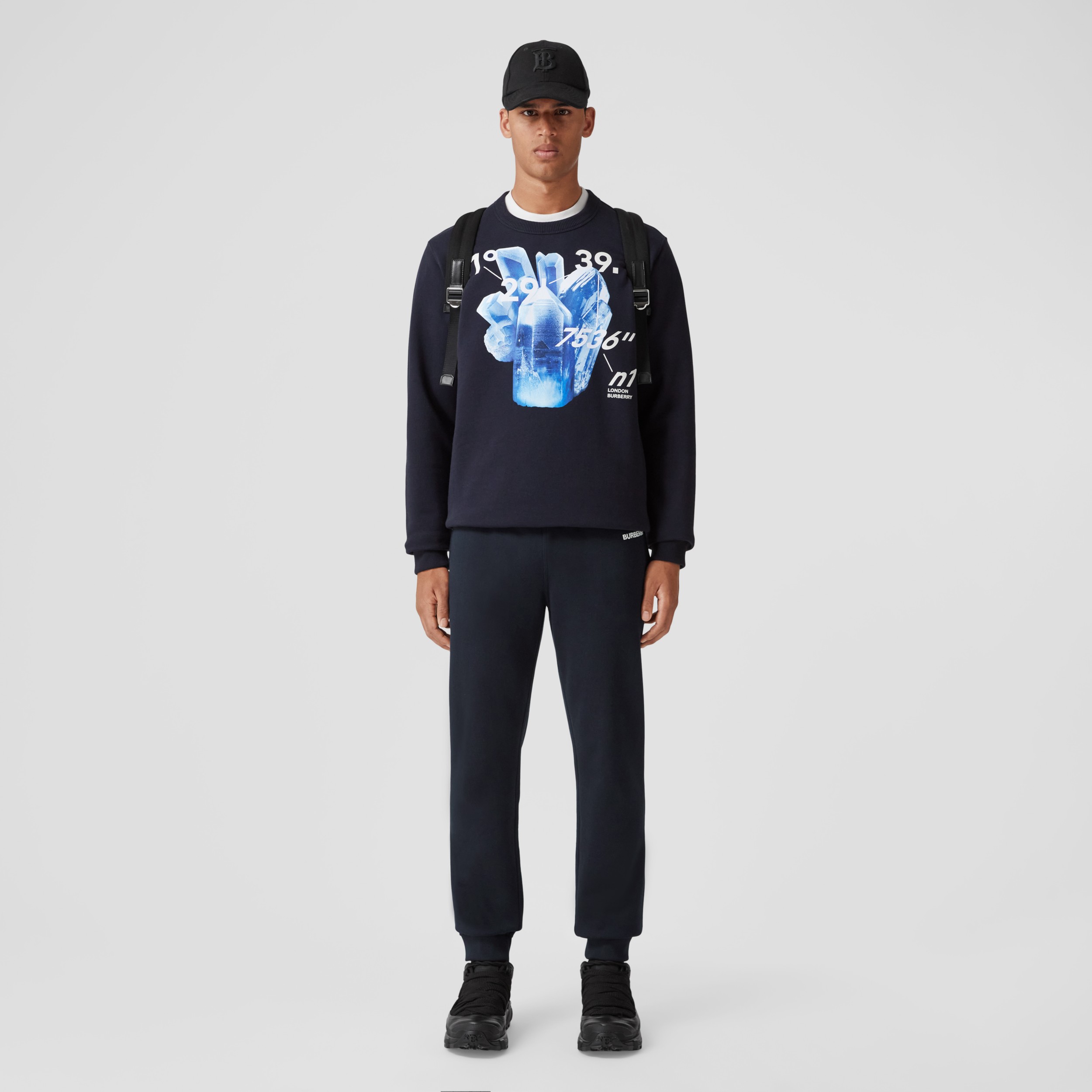 Crystal and Coordinates Print Cotton Sweatshirt in Dark Charcoal Blue - Men  | Burberry® Official