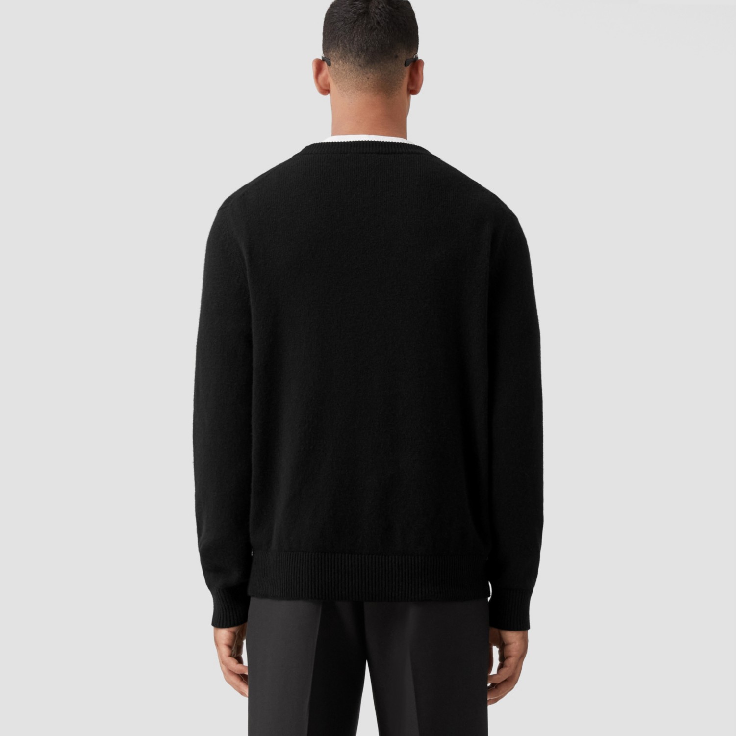 Monogram Motif Cashmere Sweater in Black Men Burberry Official