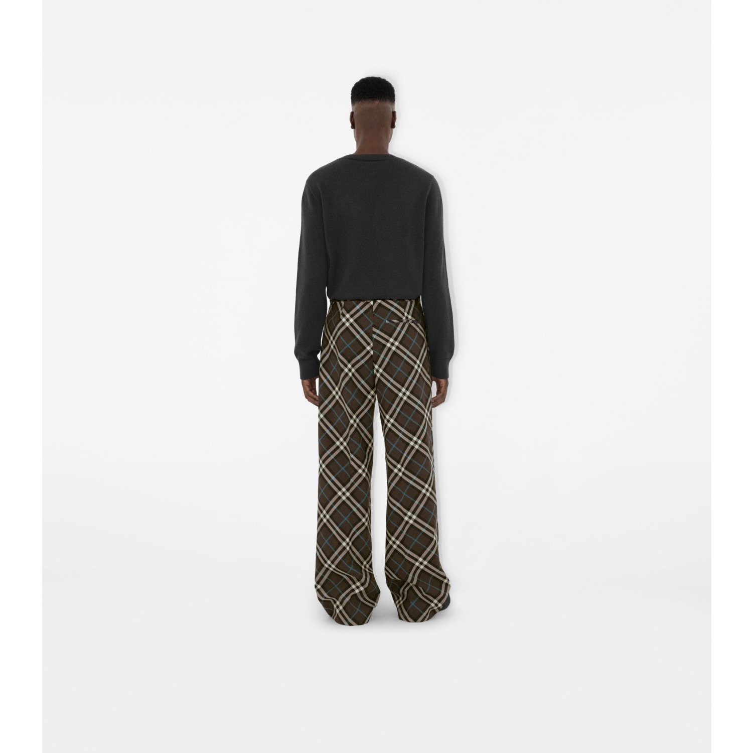 Check Wool Blend Tailored Trousers