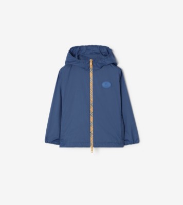 Checker-tape Nylon Hooded Jacket in Warm cornflower blue | Burberry® Official
