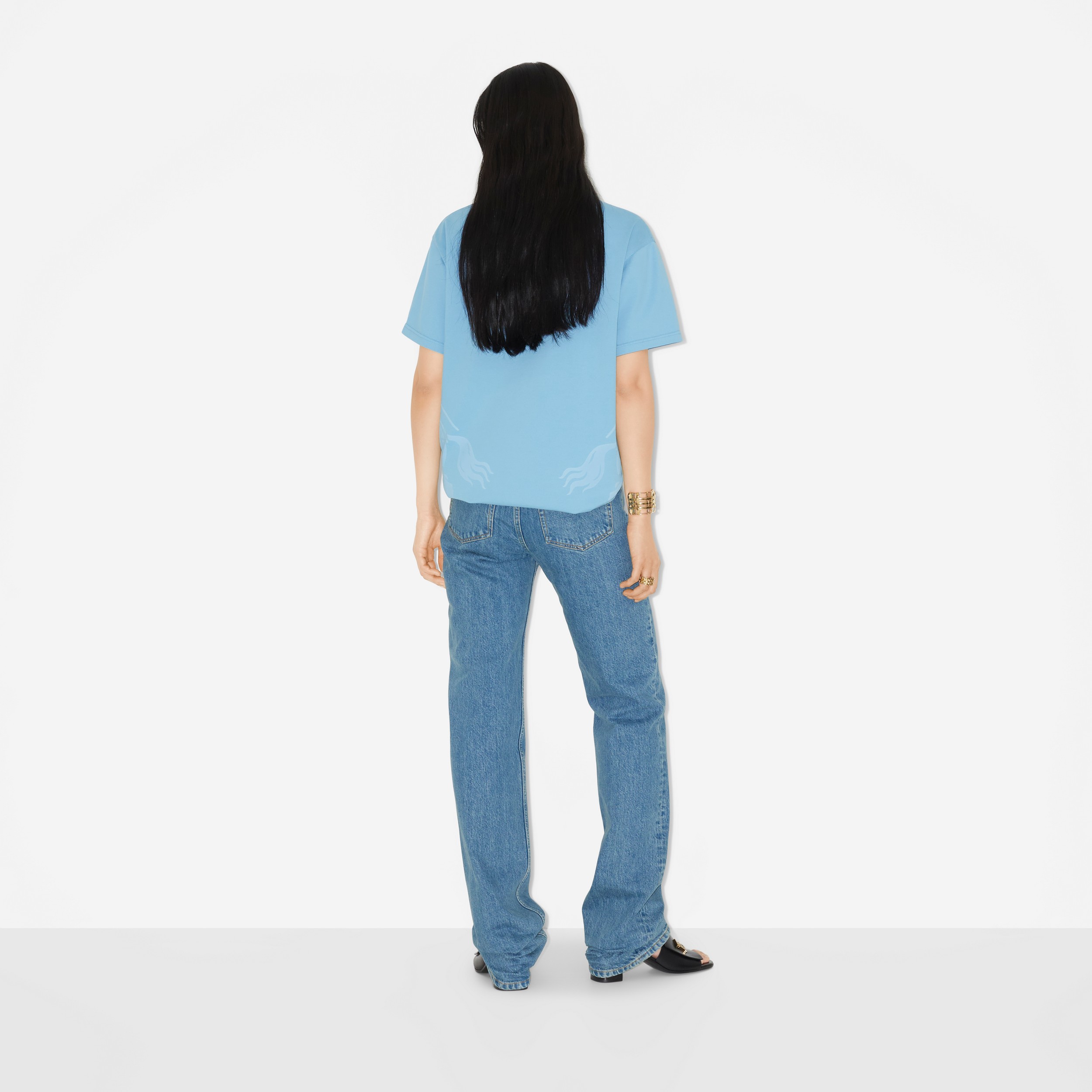 Calças jeans com corte reto (Azul Médio) - Mulheres | Burberry® oficial - 4