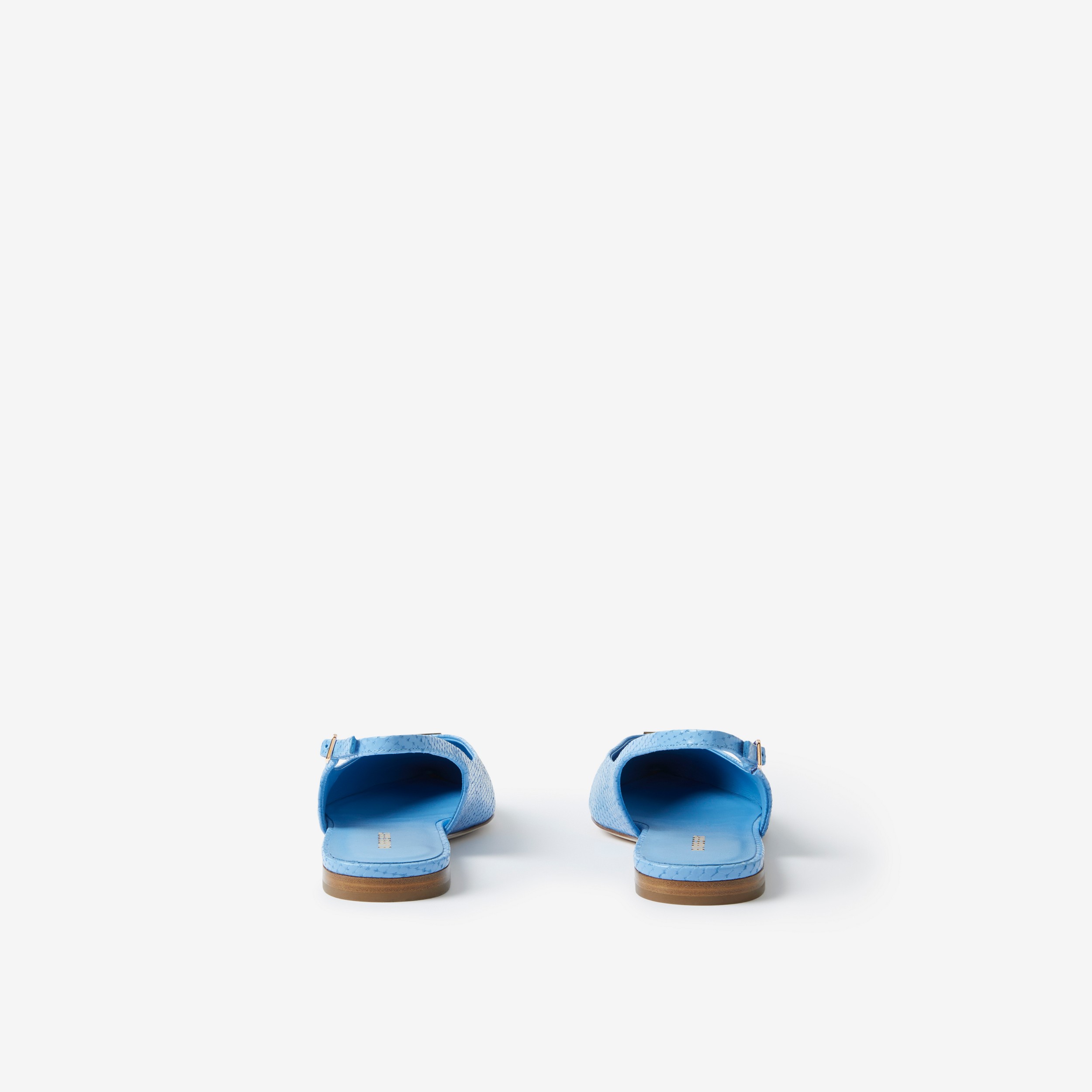 Monogram Motif Leather Slingback Point-toe Ballerinas in Cool Cornflower Blue - Women | Burberry® Official - 3