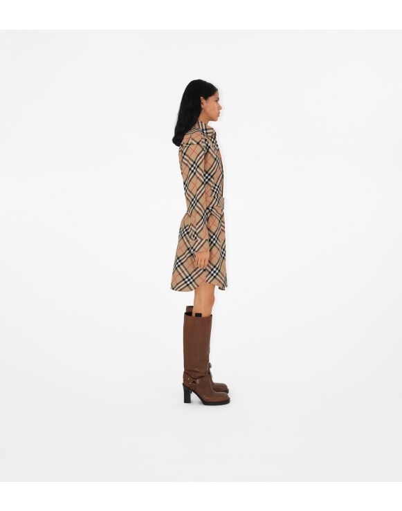 Vestido estilo camisa de algodão em Check