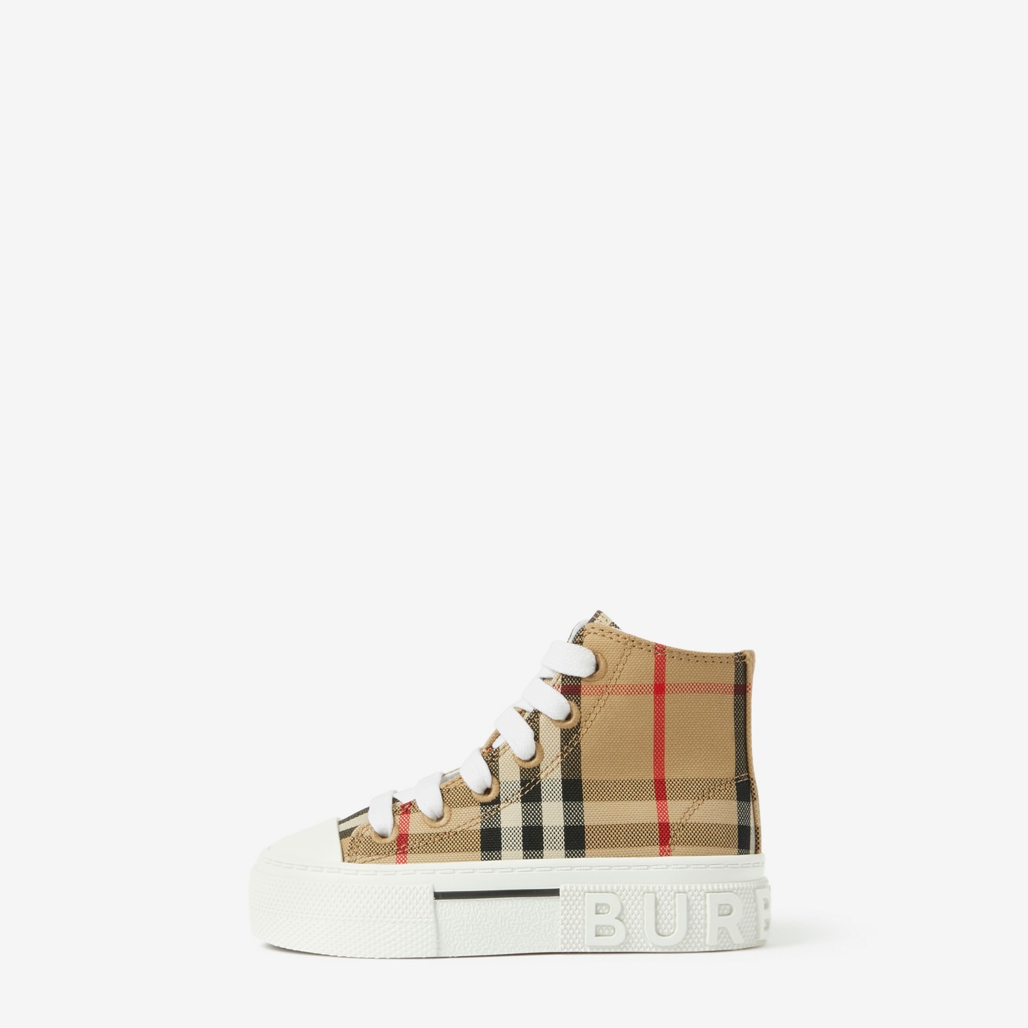 Check Cotton High-top Sneakers in Archive Beige - Children | Burberry® Official