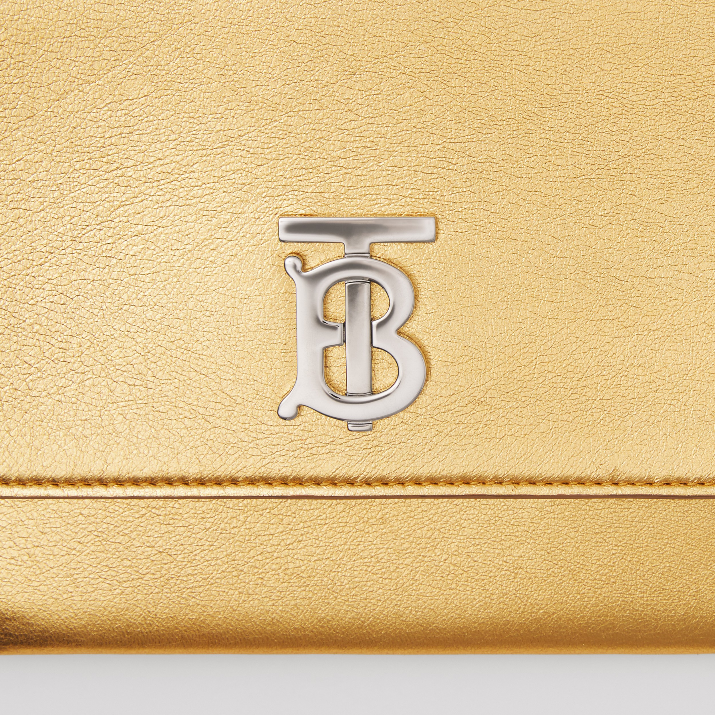 Mini Metallic Lambskin Flat TB Bag in Gold - Women | Burberry® Official - 2