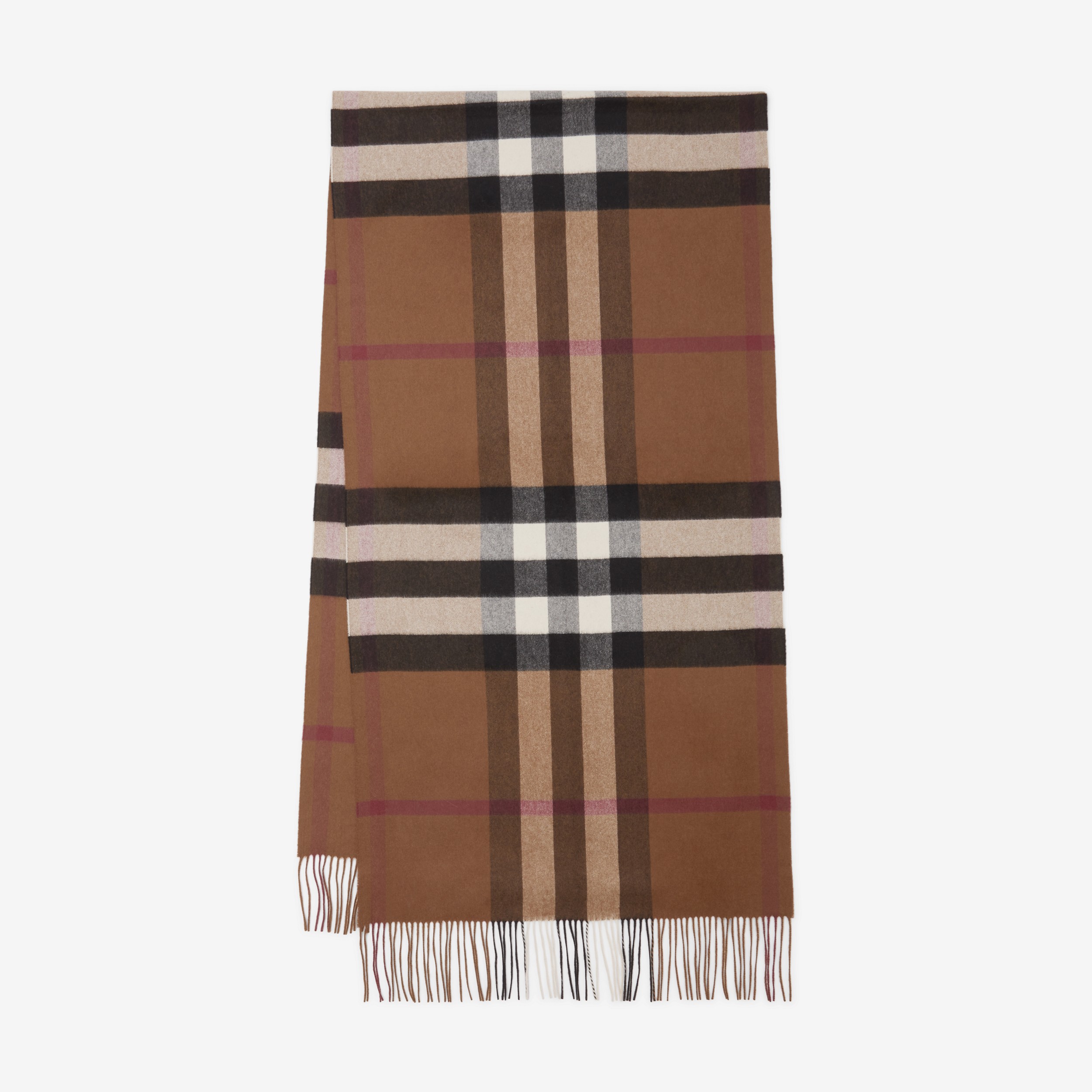 Check Cashmere Oversized Scarf in Birch Brown | Burberry® Official - 1