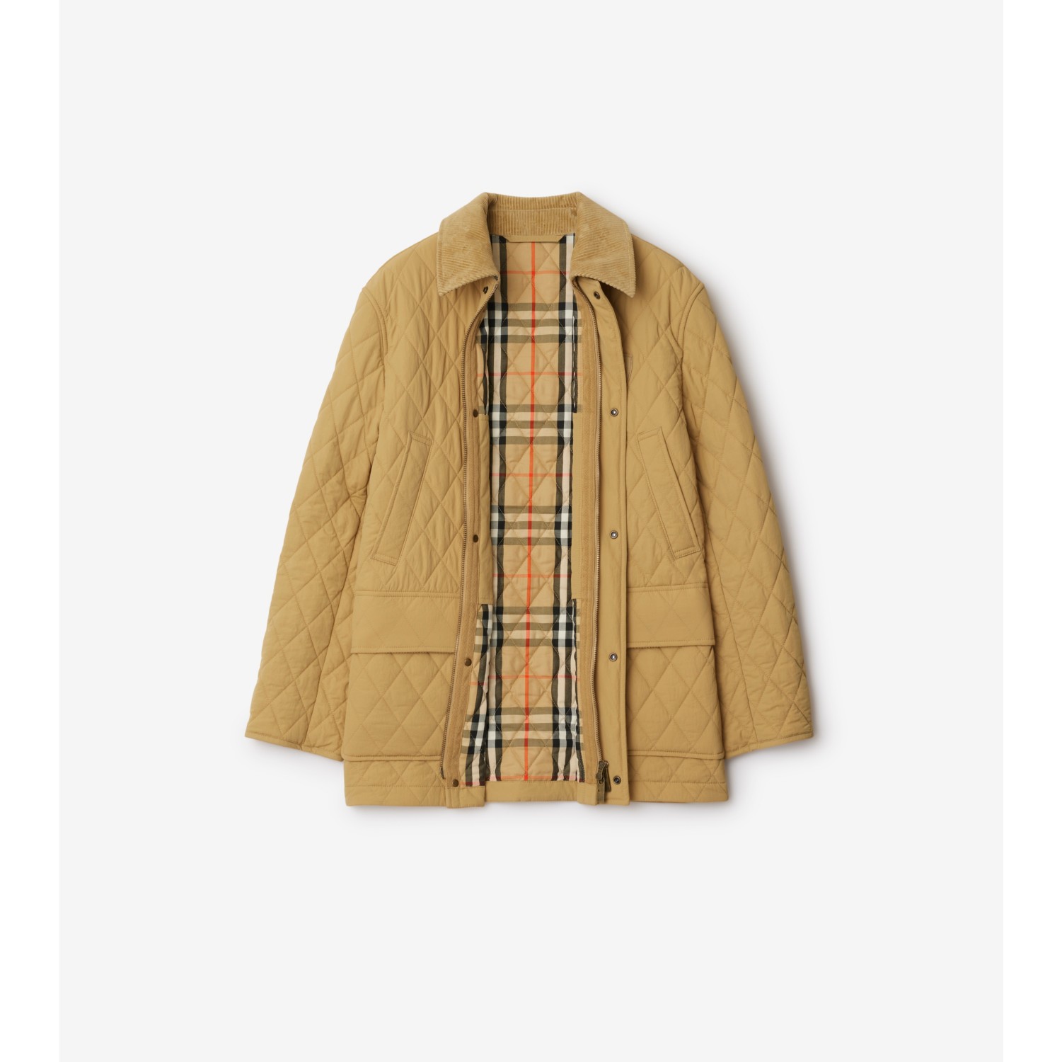 Quilted Nylon Barn Jacket in Flax Women Burberry Official