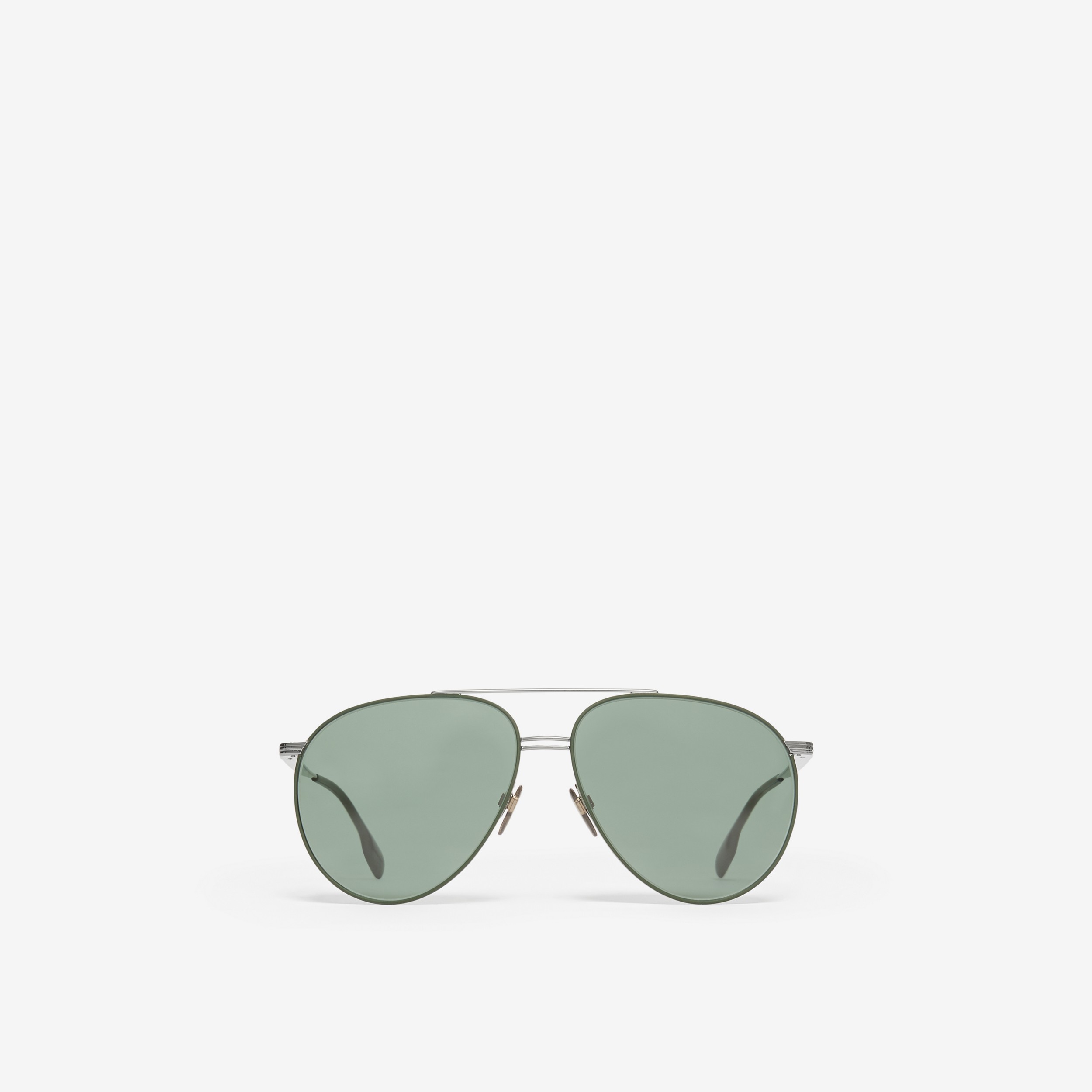 Top Bar Detail Pilot Sunglasses in Gunmetal/dark Green - Men | Burberry® Official - 1