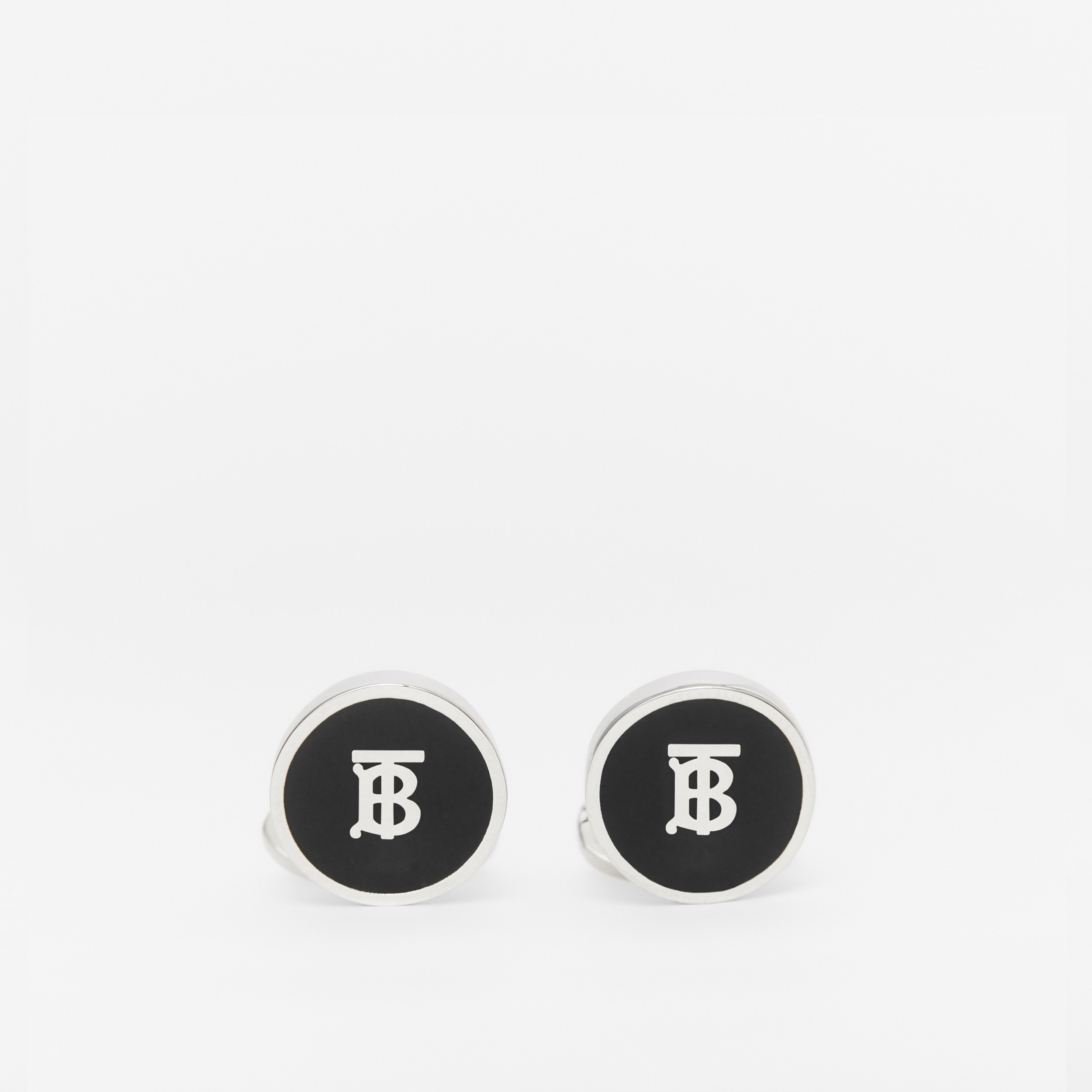 Monogram Motif Palladium-plated Cufflinks in Palladium/black - Men | Burberry® Official - 1