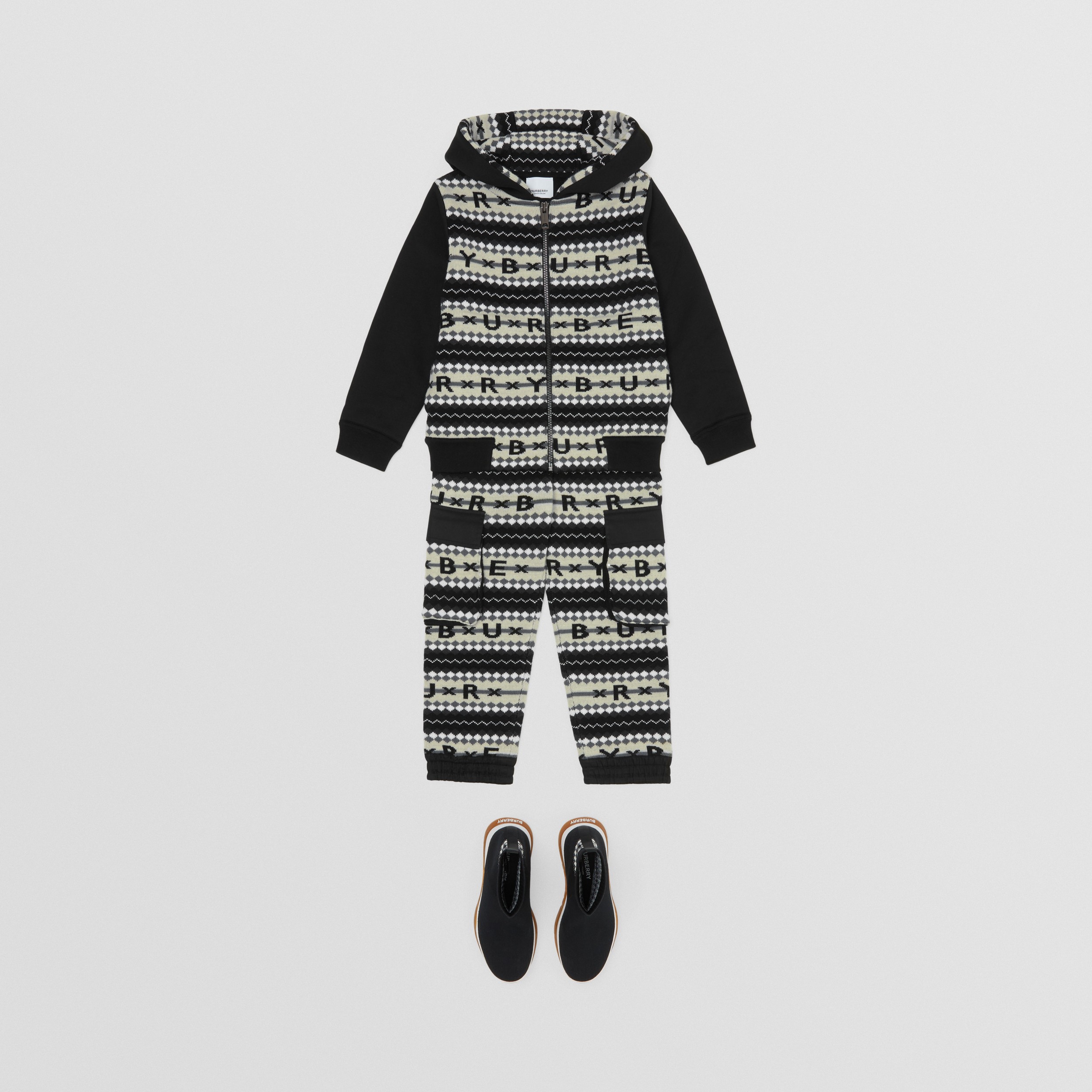 Hoodie zippé en coton mélangé avec logo Fair Isle (Noir/blanc) - Enfant | Site officiel Burberry® - 3