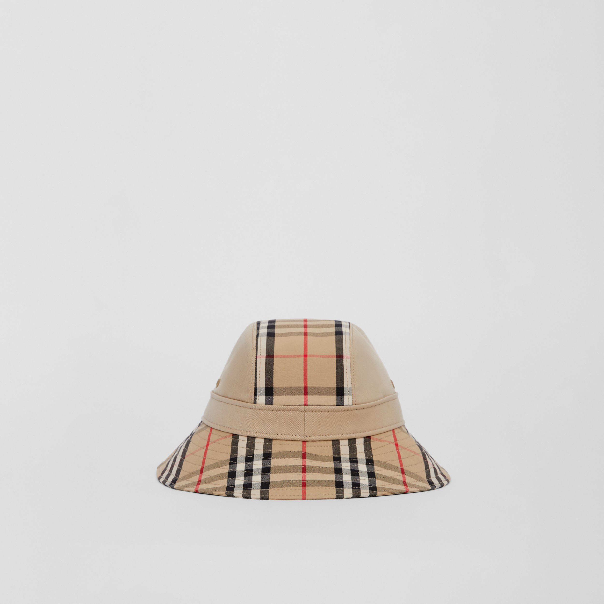Vintage Check Panel Cotton Gabardine Bucket Hat in Honey Beige | Burberry® Official - 4