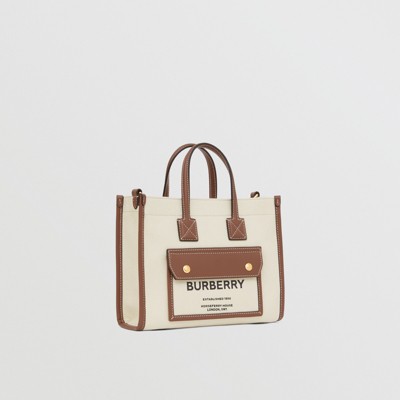 ミニ ツートン キャンバス&レザー フレヤトート (ナチュラル/タン) - ウィメンズ | Burberry®公式サイト