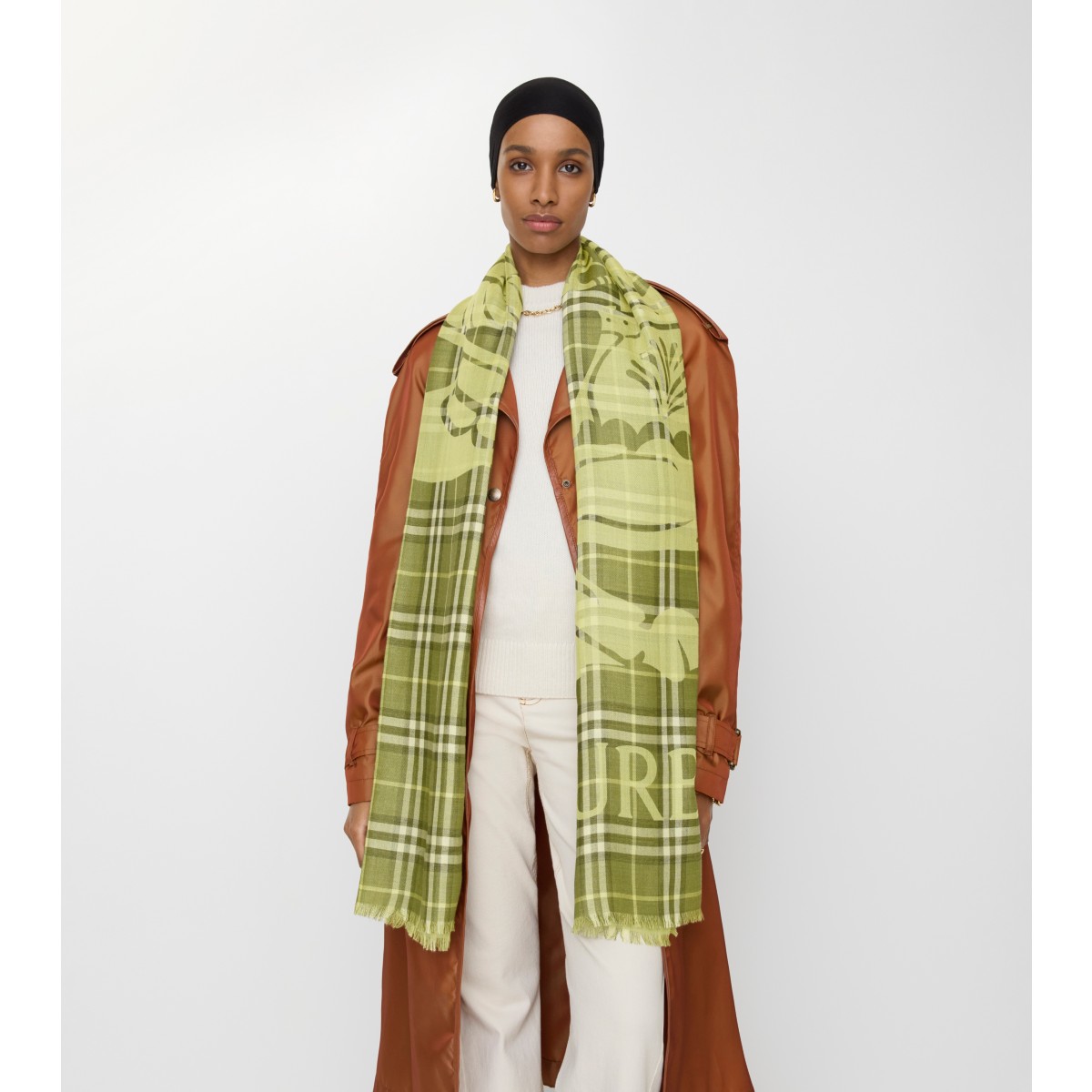  Check Wide EKD Wool Silk Scarf