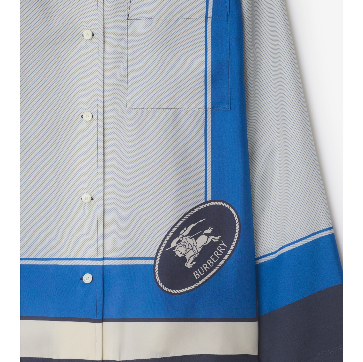 Camicia stile pigiama in seta con Knight Stamp dalla vestibilità regular