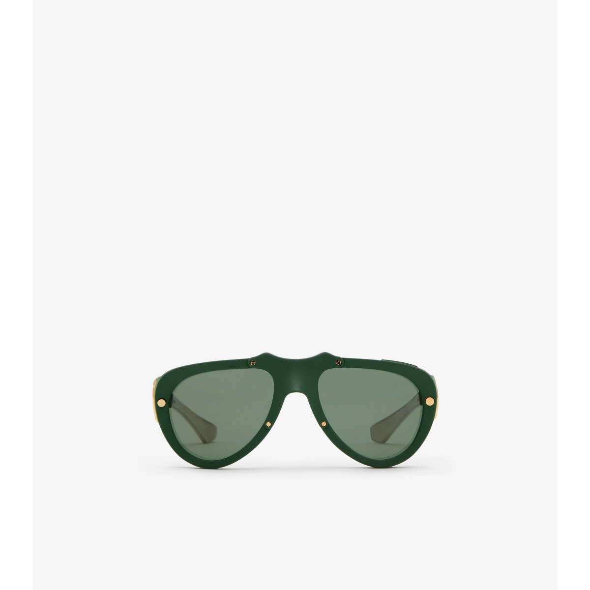 Shop Burberry Shield Mask Sunglasses In Dark Forest Green