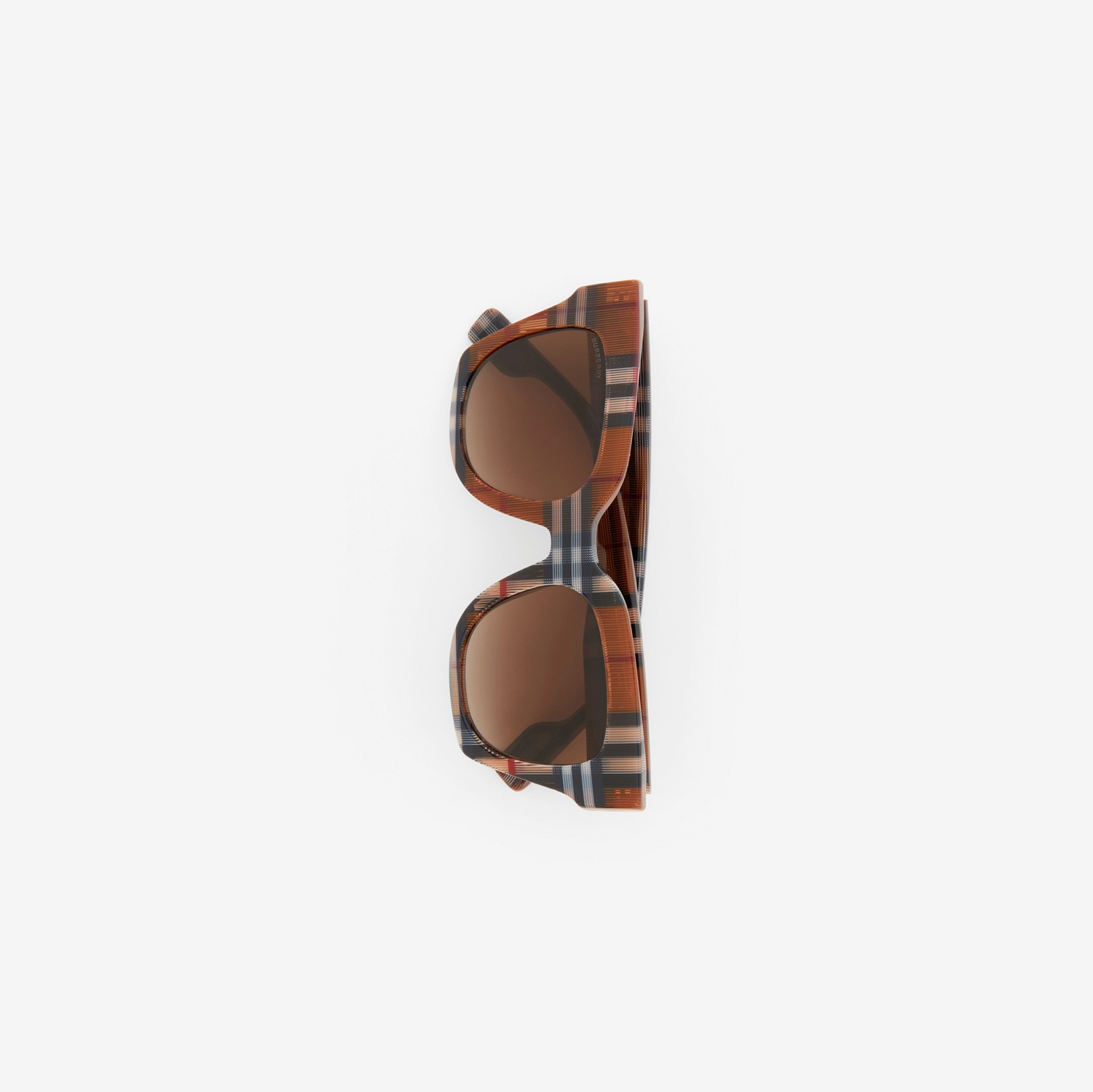 Occhiali da sole con montatura squadrata e motivo tartan (Marrone Betulla) - Donna | Sito ufficiale Burberry®