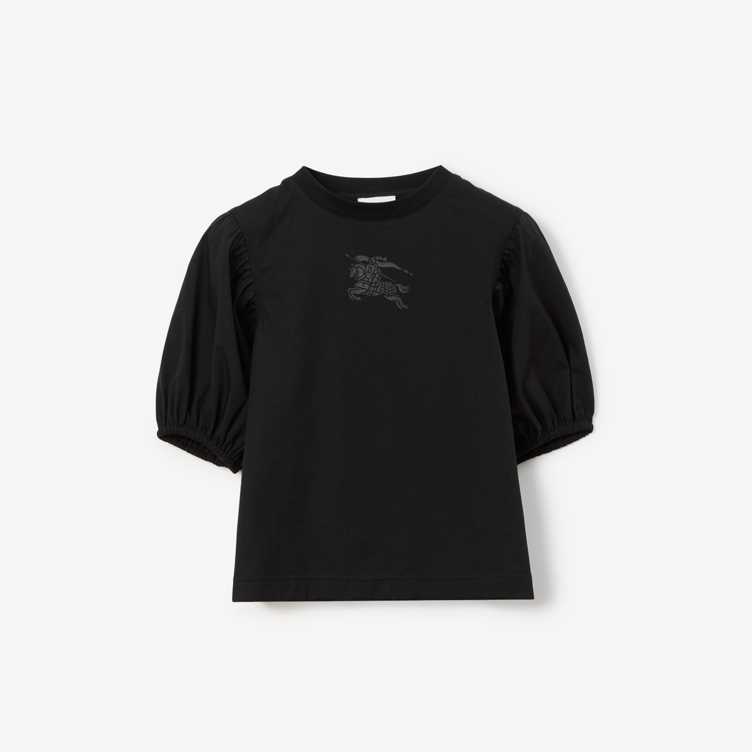 马术骑士徽标棉质 T 恤衫 (黑色) | Burberry® 博柏利官网