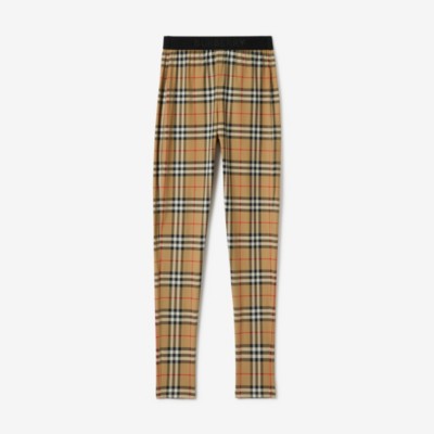 Logo Detail Vintage Check Jersey Leggings in Archive Beige - Women |  Burberry® Official