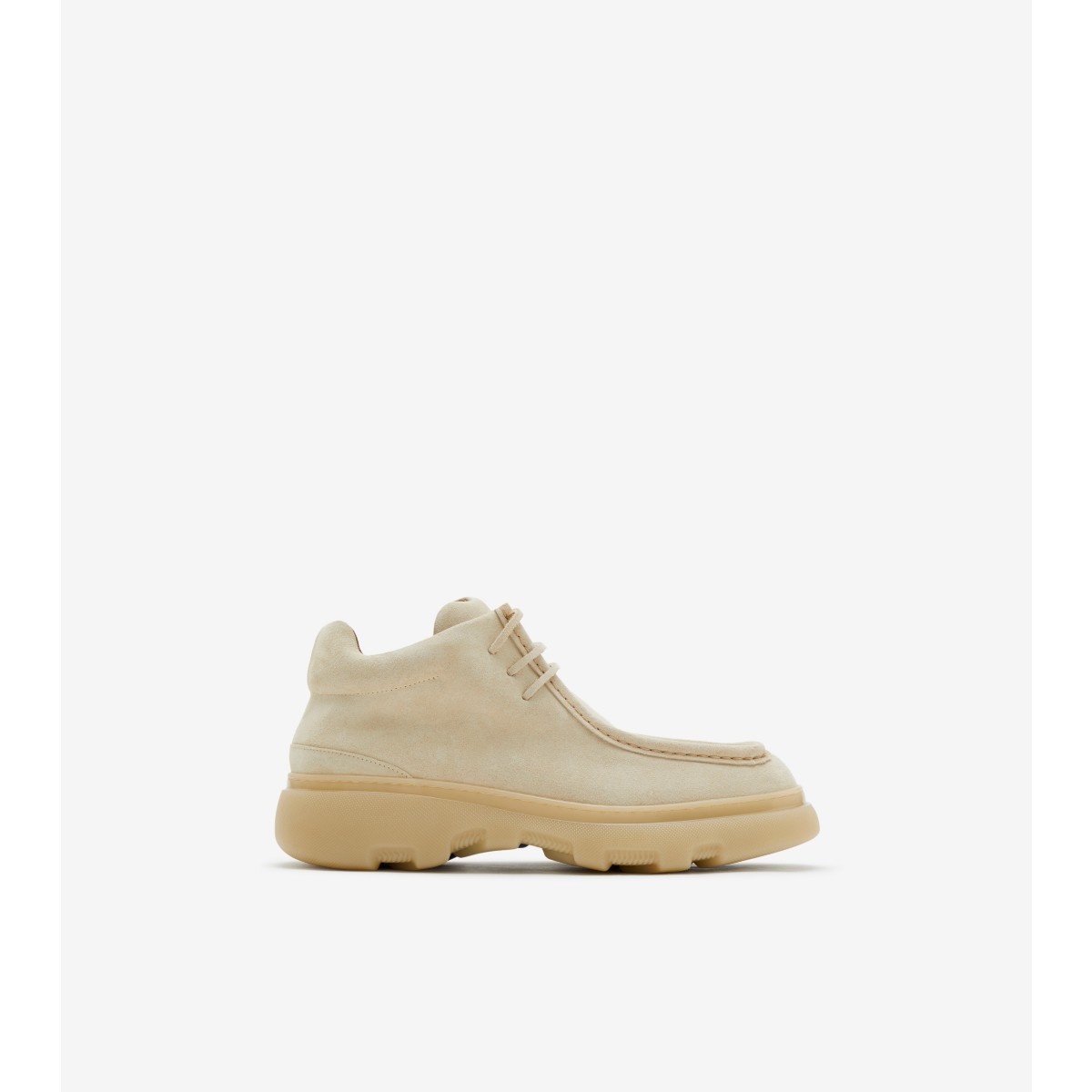 Shop Burberry Suede Creeper Mid Shoes In Clay