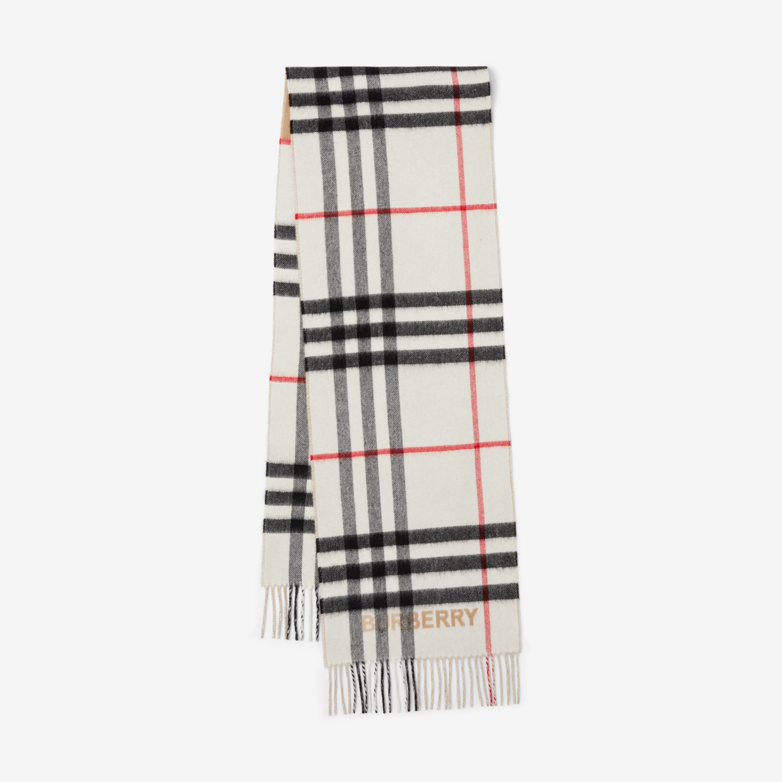 Contrast Check Cashmere Scarf in Archive Beige/natural White | Burberry ...