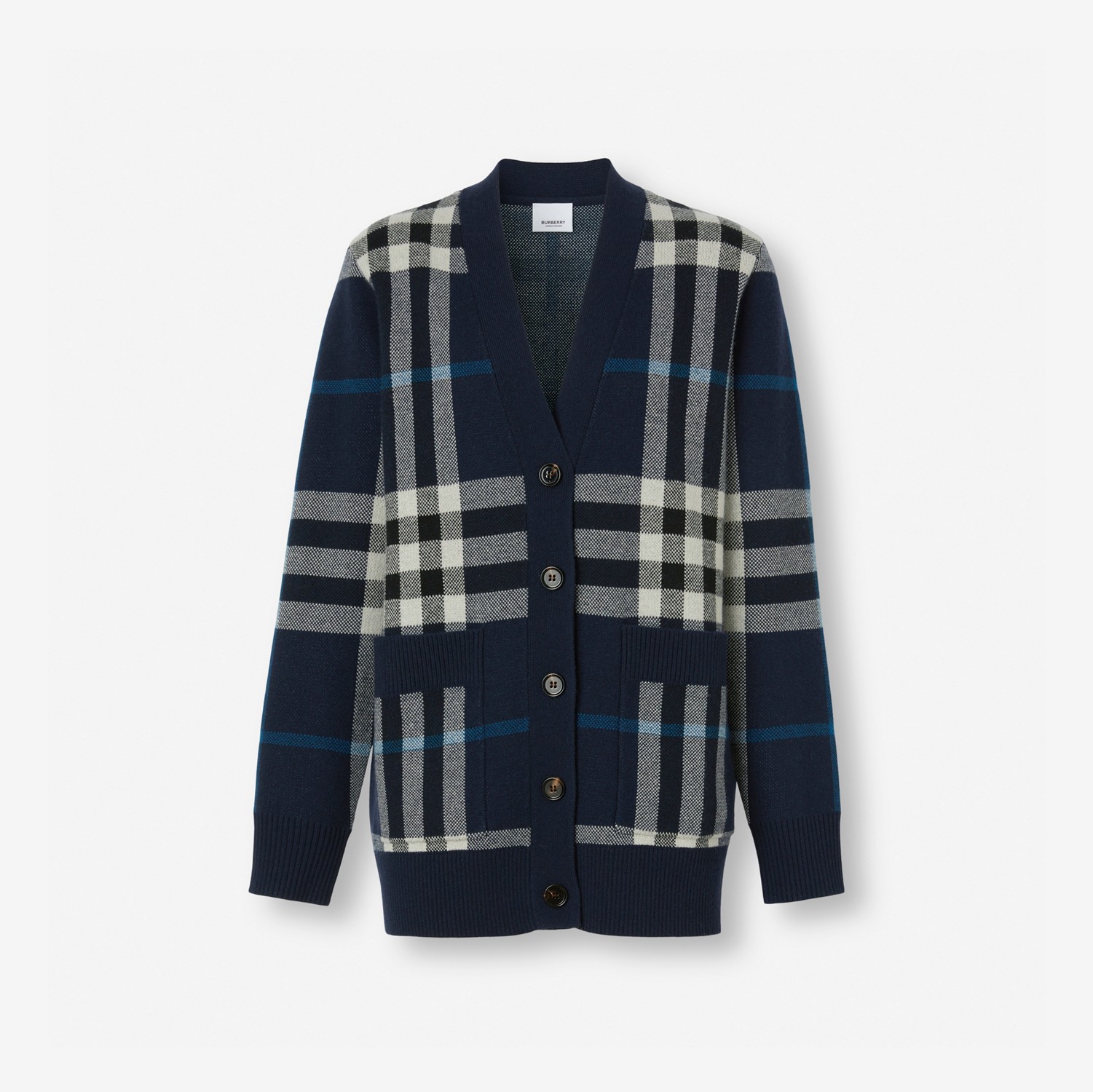Check Wool Cashmere Cardigan