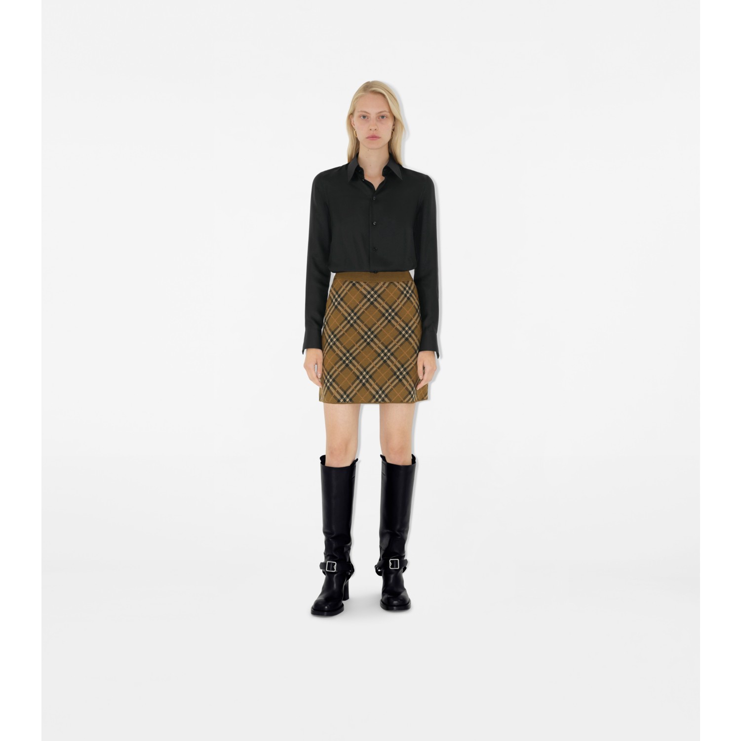 Check Wool Blend Mini Skirt