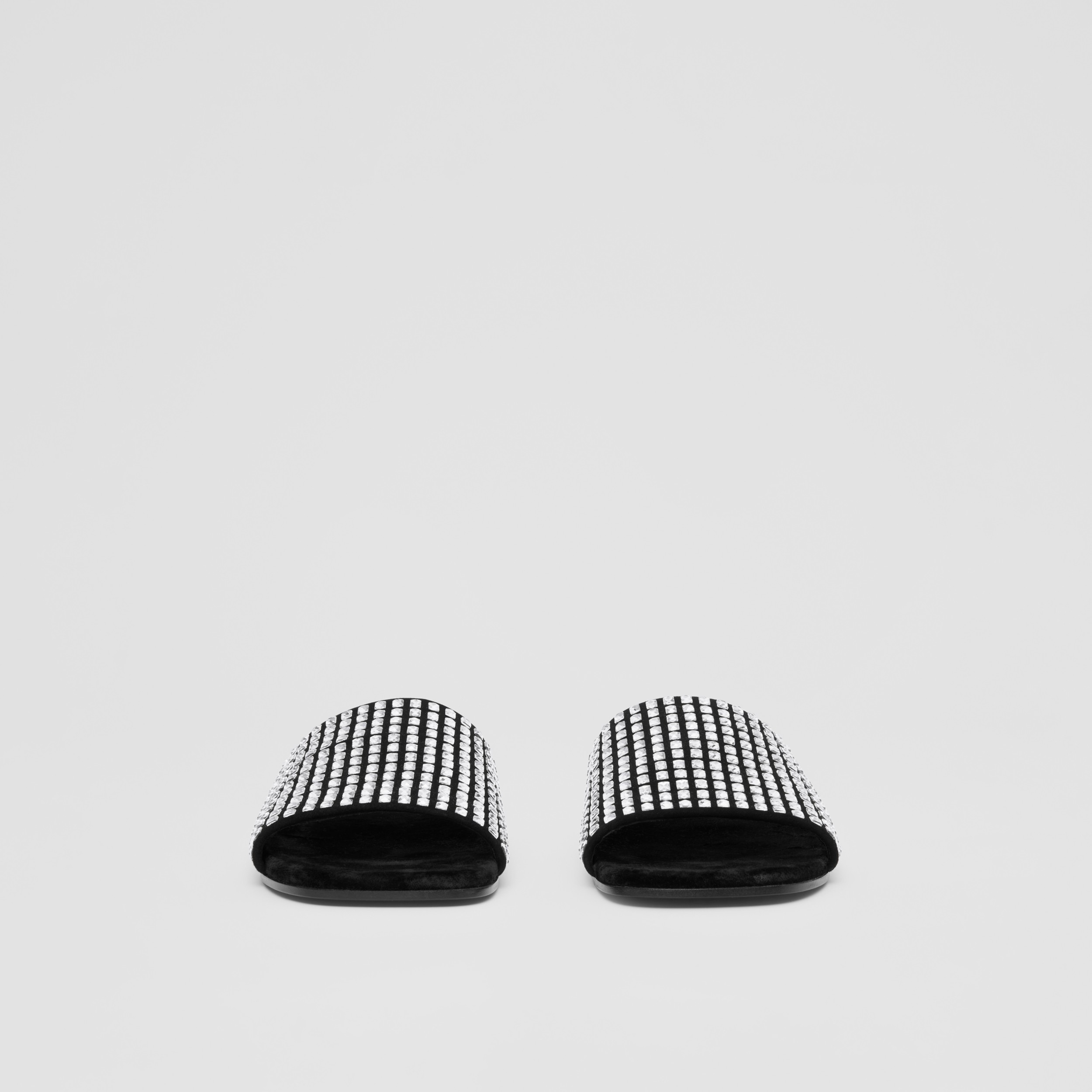 Crystal-embellished Leather Slides in Black/crystal - Women | Burberry® Official - 4