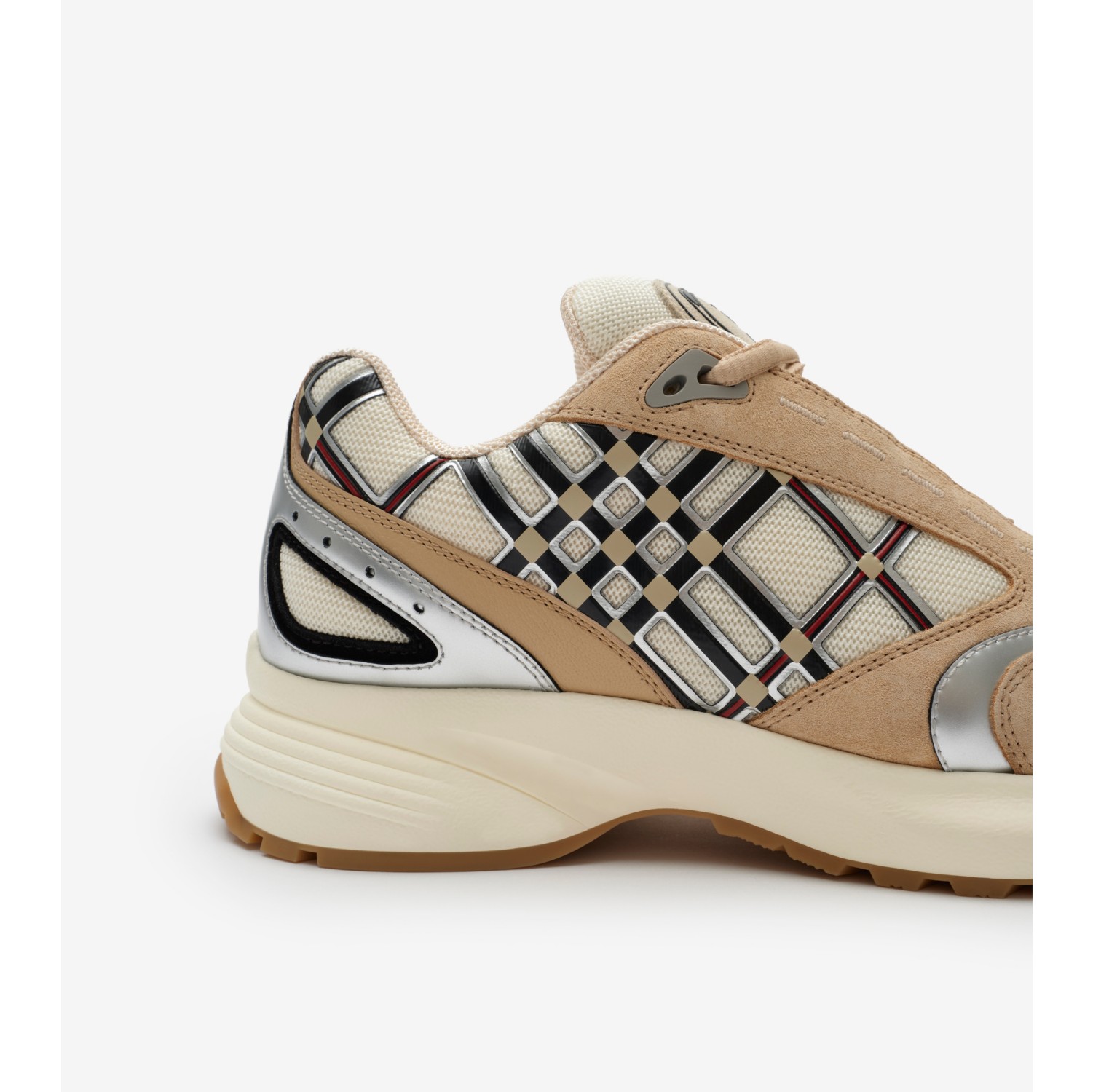 Nylon, Suede and Leather Eclipse Sneakers in Flax beige/silver - Women | Burberry® Official