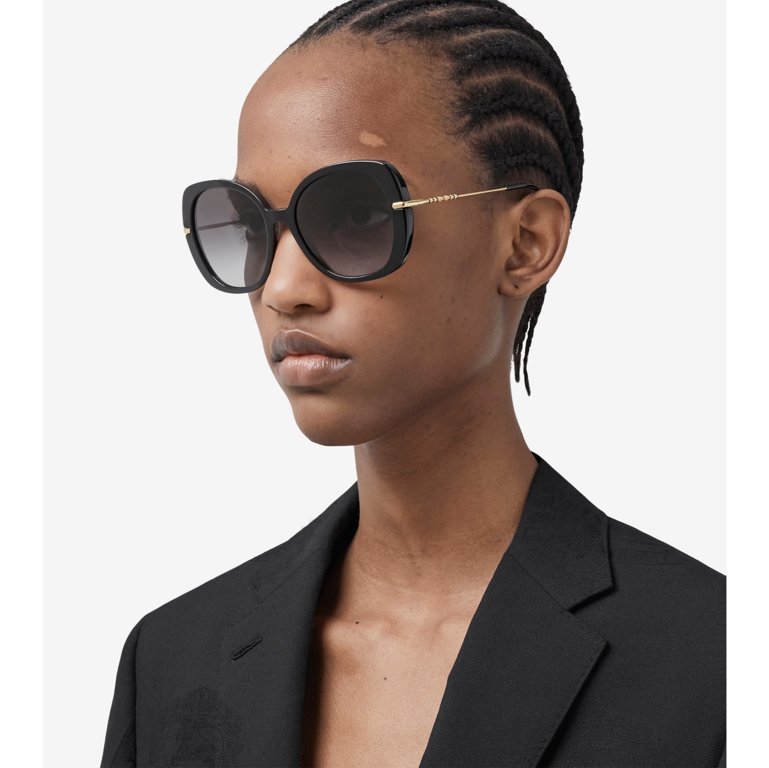 Icon Stripe Detail Square Frame Sunglasses