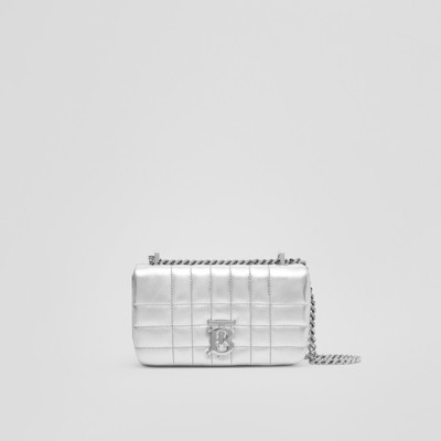 Quilted Metallic Leather Mini Lola Bag in Silver - Women | Burberry®  Official