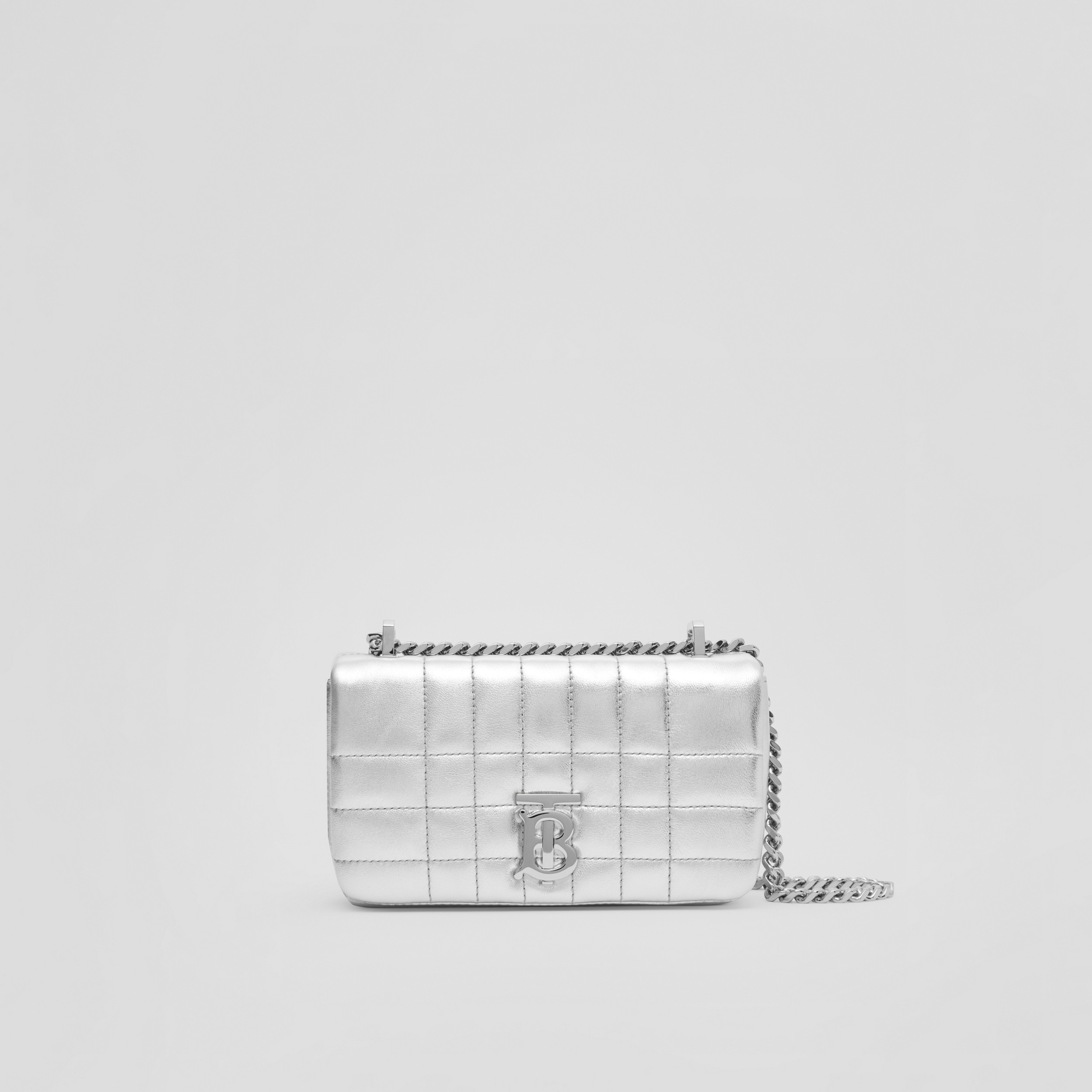 Bolsa Lola acolchoada em couro metalizado - Mini (Prata) - Mulheres | Burberry® oficial - 1