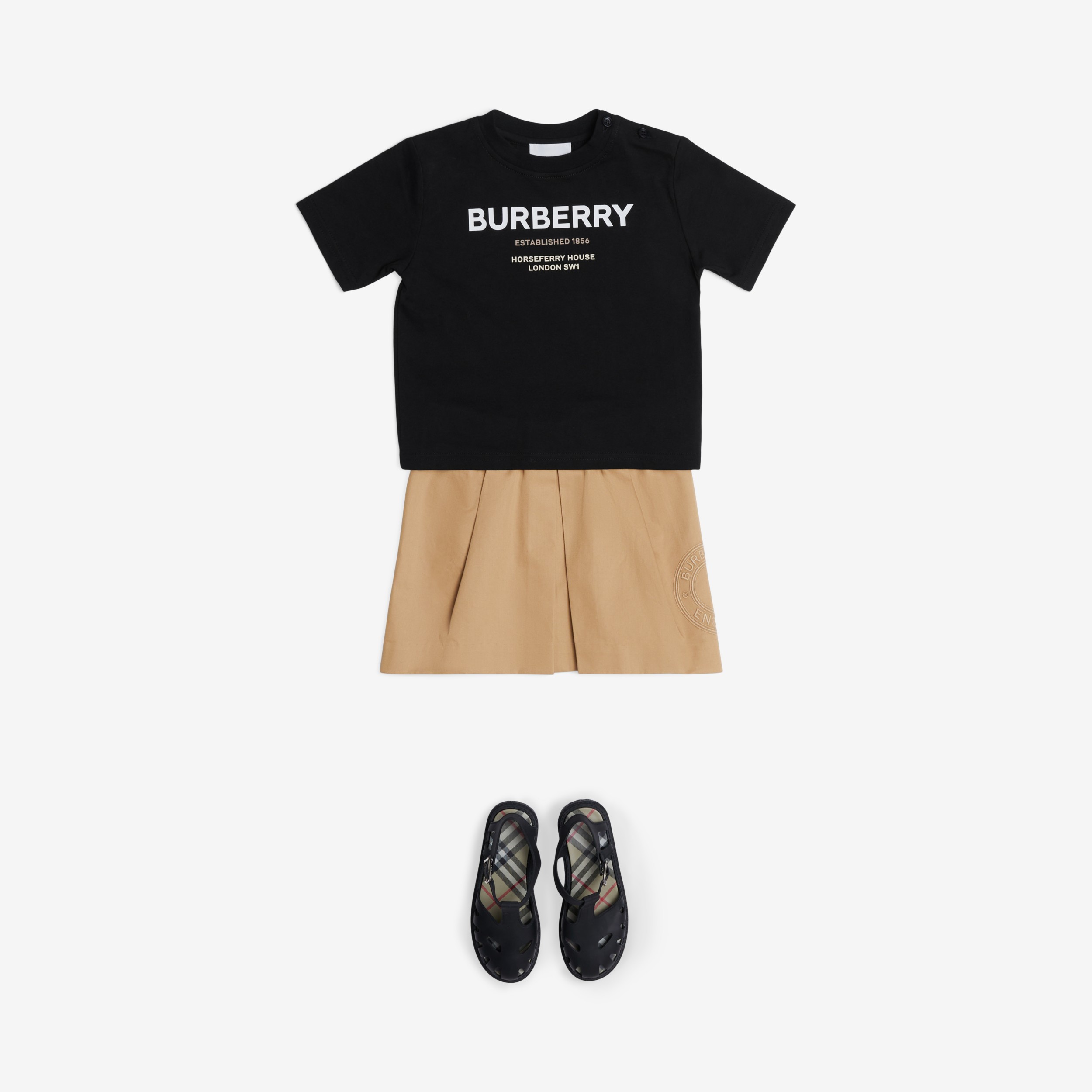 Horseferry Print Cotton T-shirt in Black - Children | Burberry® Official - 4