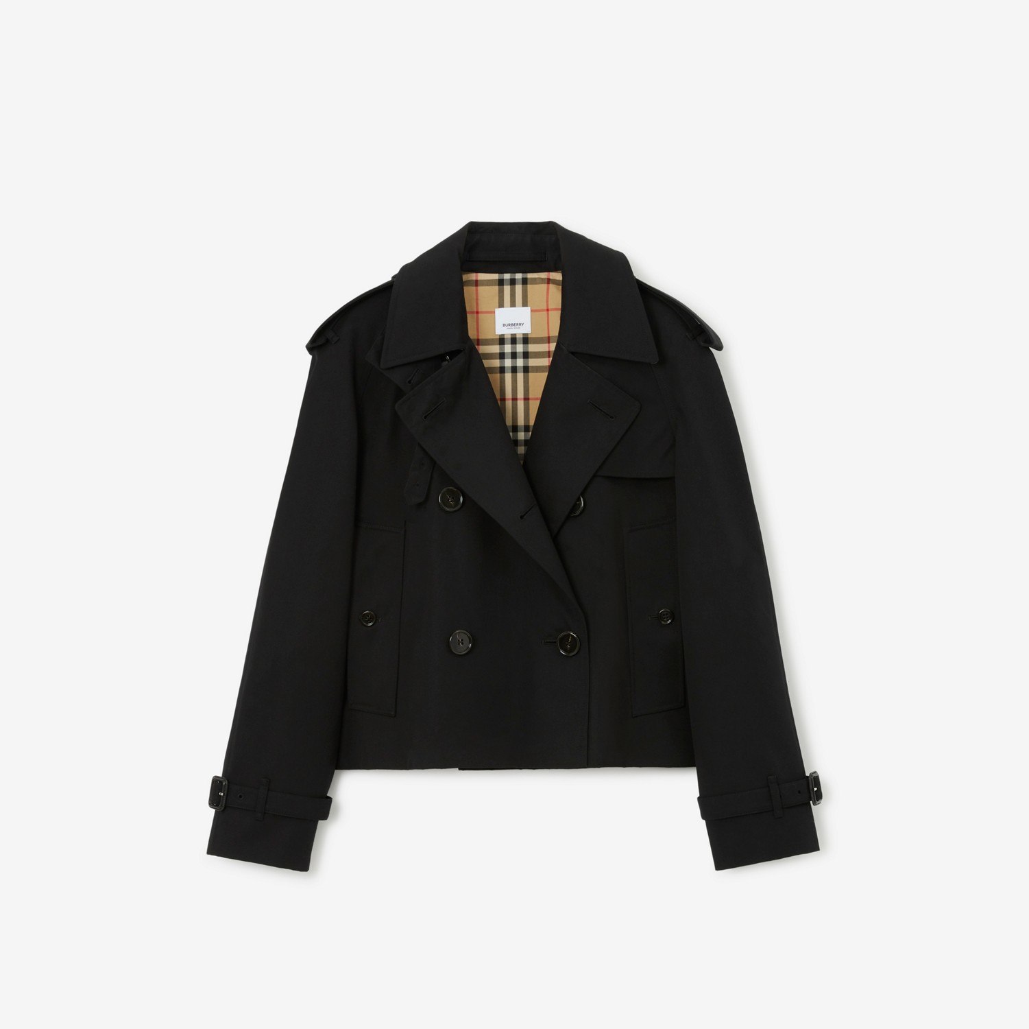 Trench coat corto en algodón de gabardina (Negro) - Mujer | Burberry® oficial