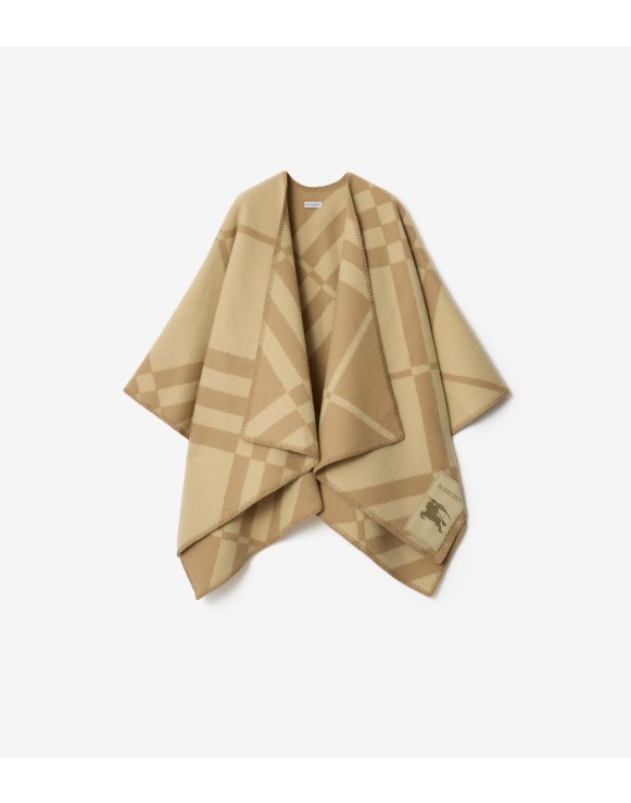 Check Wool Cashmere Cape